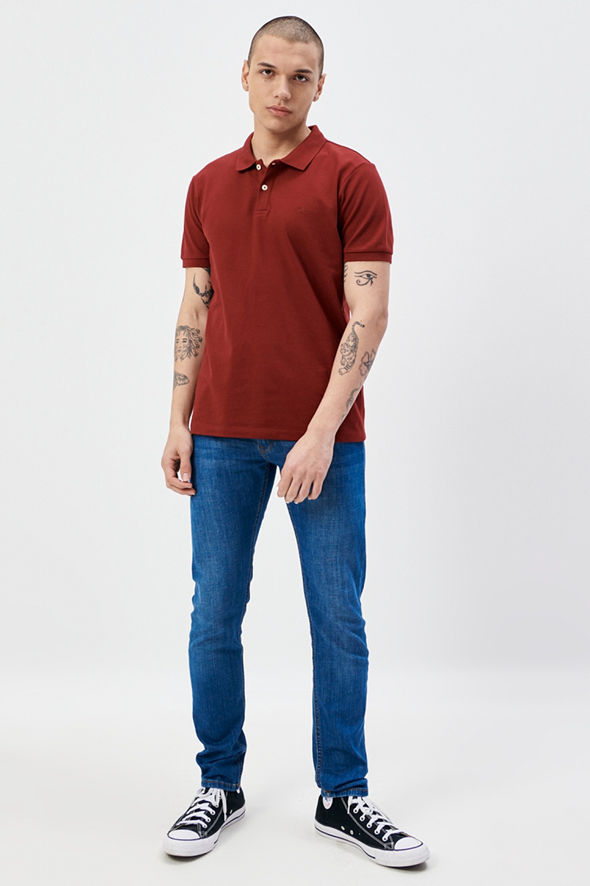 Regular Fit Normal Kesim %100 Pamuk Polo Yaka Kırmızı Tişört - Claret Red-L211810606 (görsel 4)
