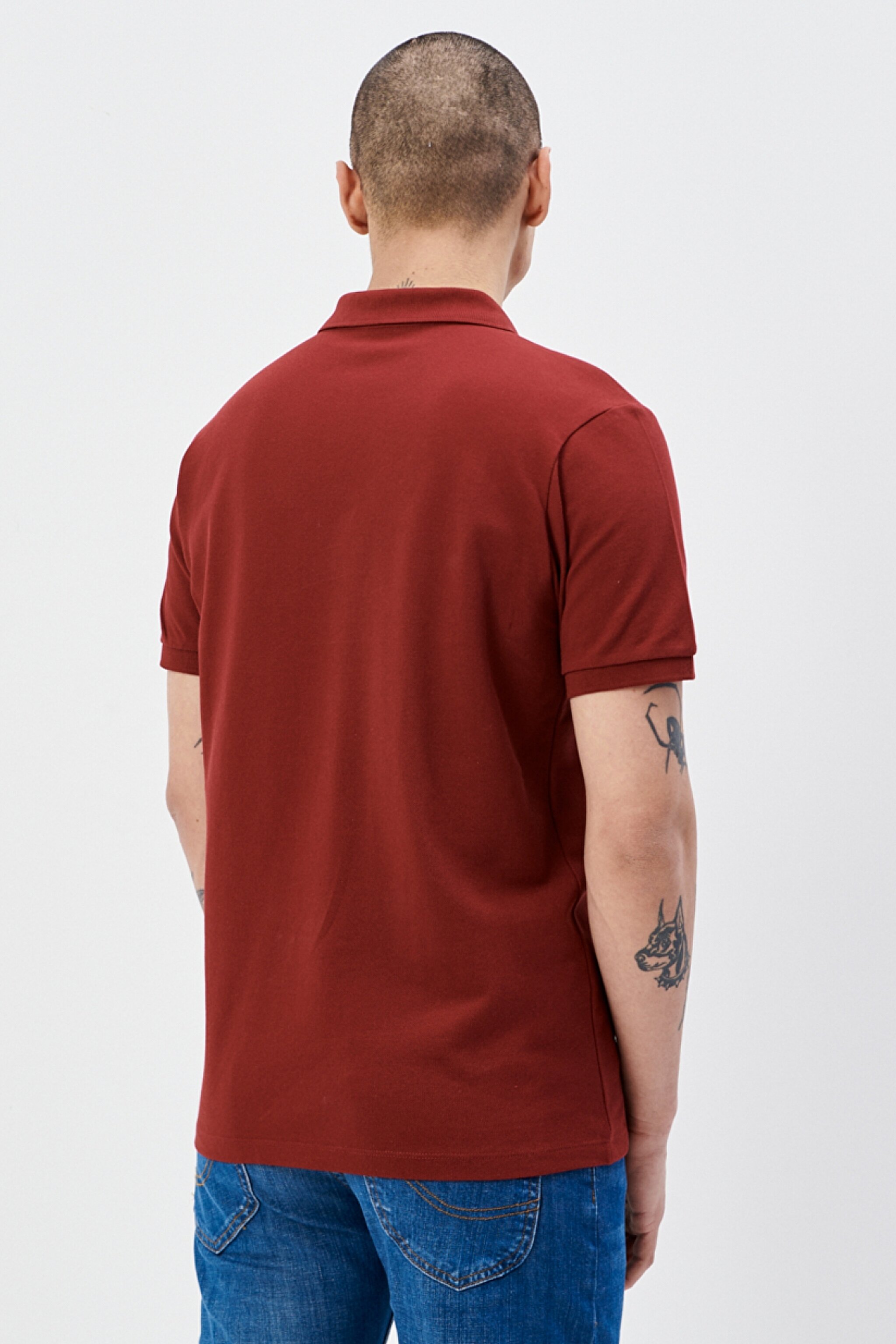 Regular Fit Normal Kesim %100 Pamuk Polo Yaka Kırmızı Tişört - Claret Red-L211810606 (görsel 5)