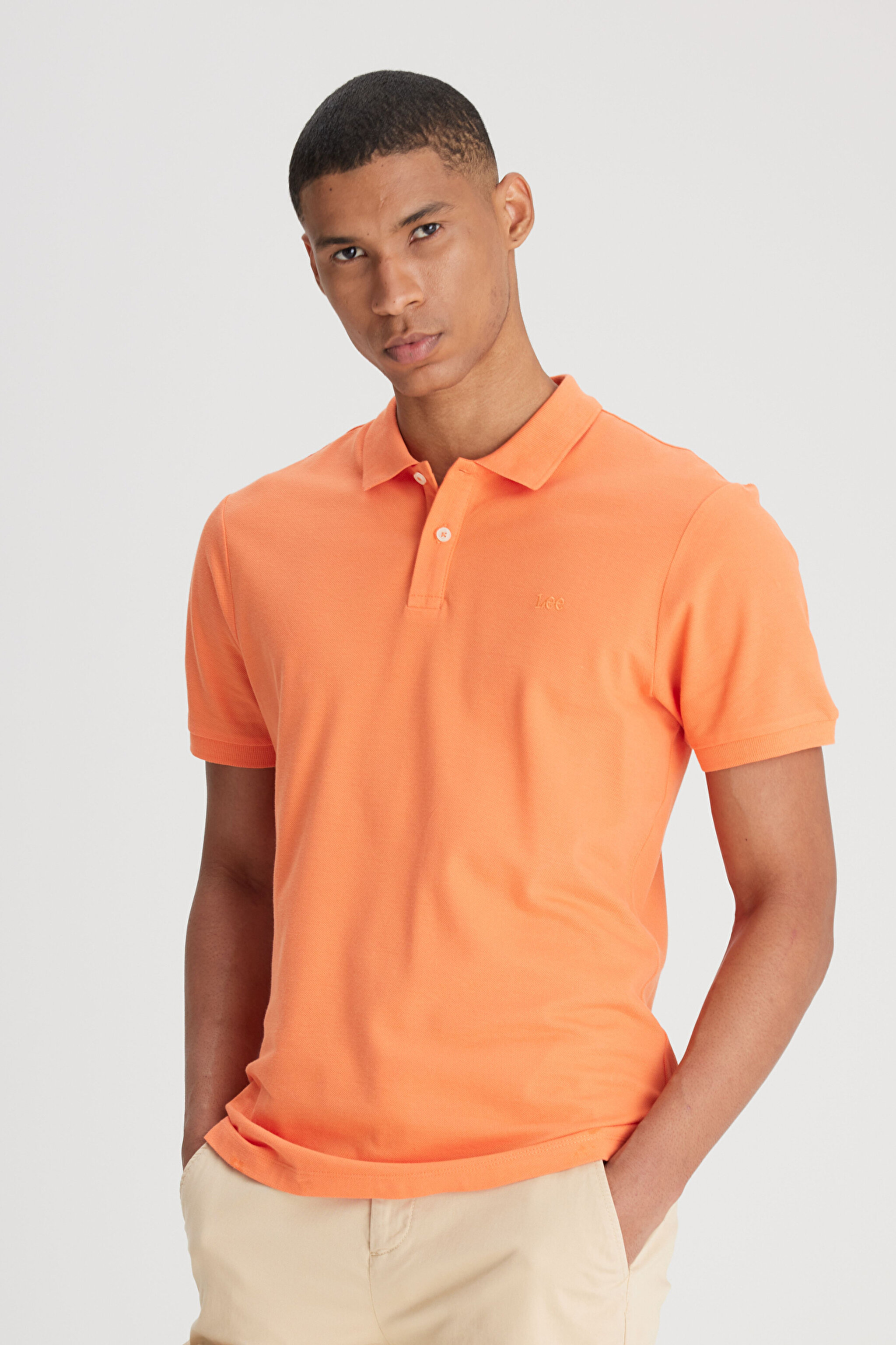 Regular Fit Normal Kesim %100 Pamuk Polo Yaka Turuncu Tişört - Orange-L211810700 (görsel 2)