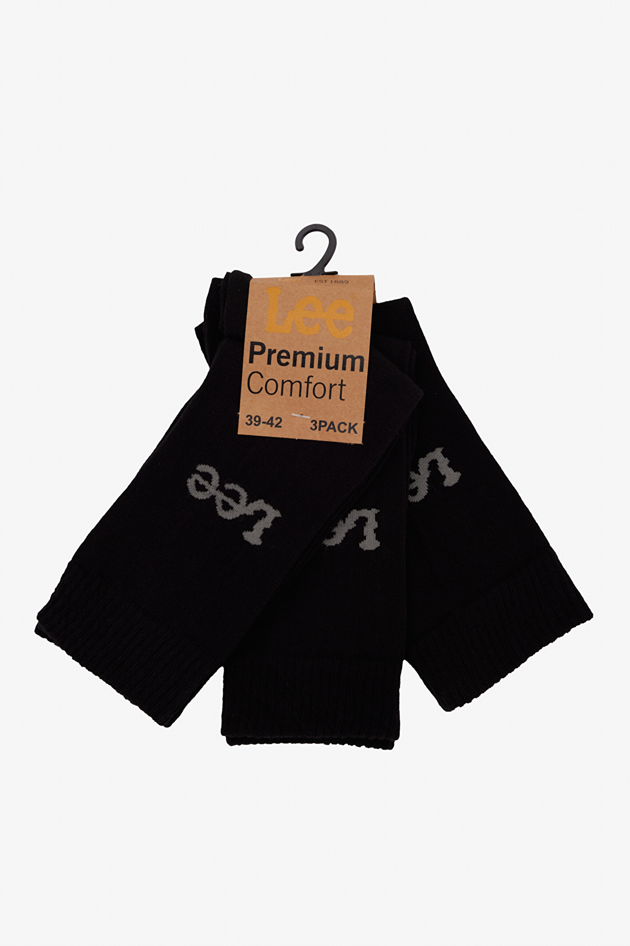 Unisex 3'lü Paket Siyah Çorap - Black-L211846001 (görsel 2)