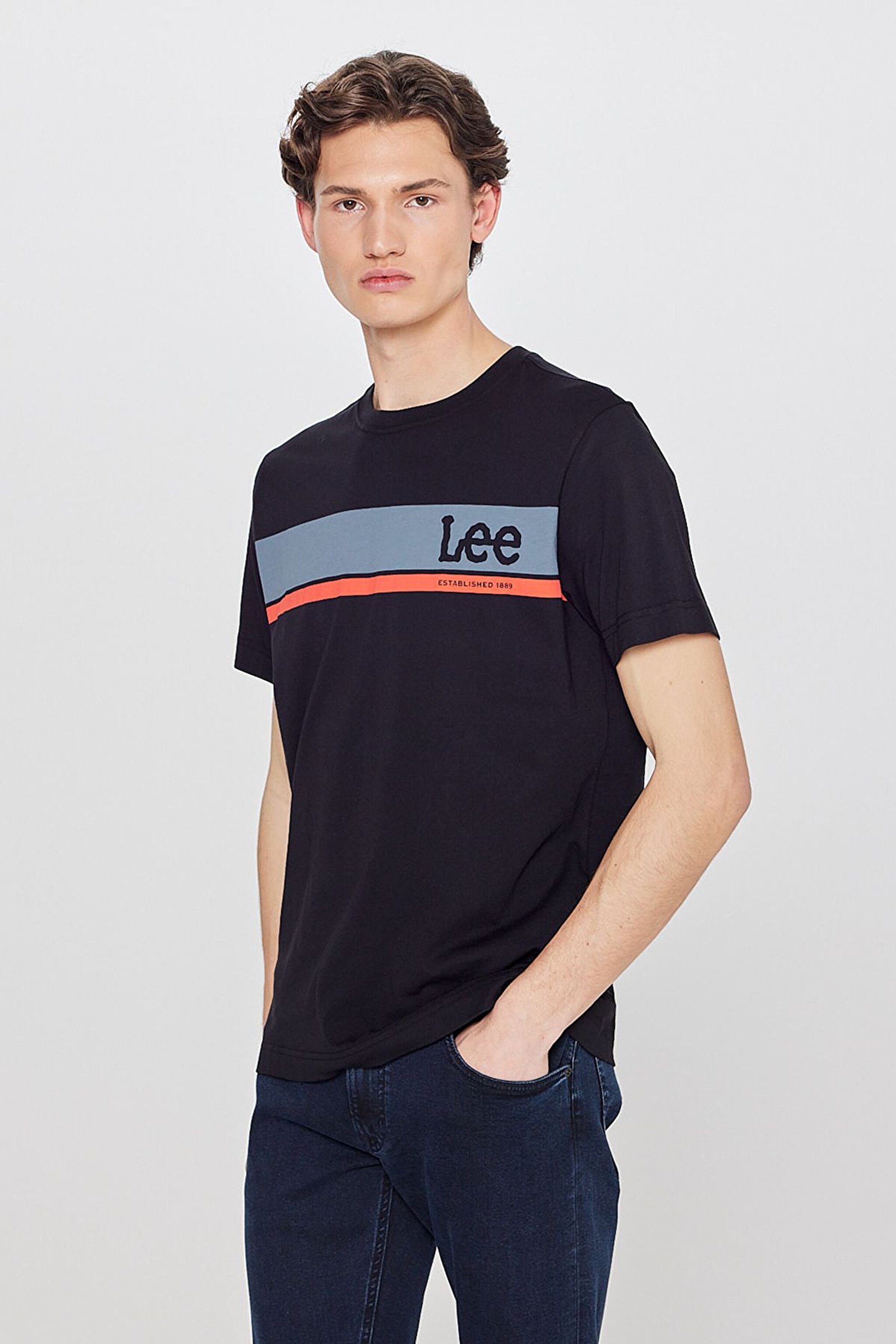 Regular Fit Normal Kesim Sıfır Yaka %100 Pamuk Logolu Tişört - Black-L211918001 (görsel 2)