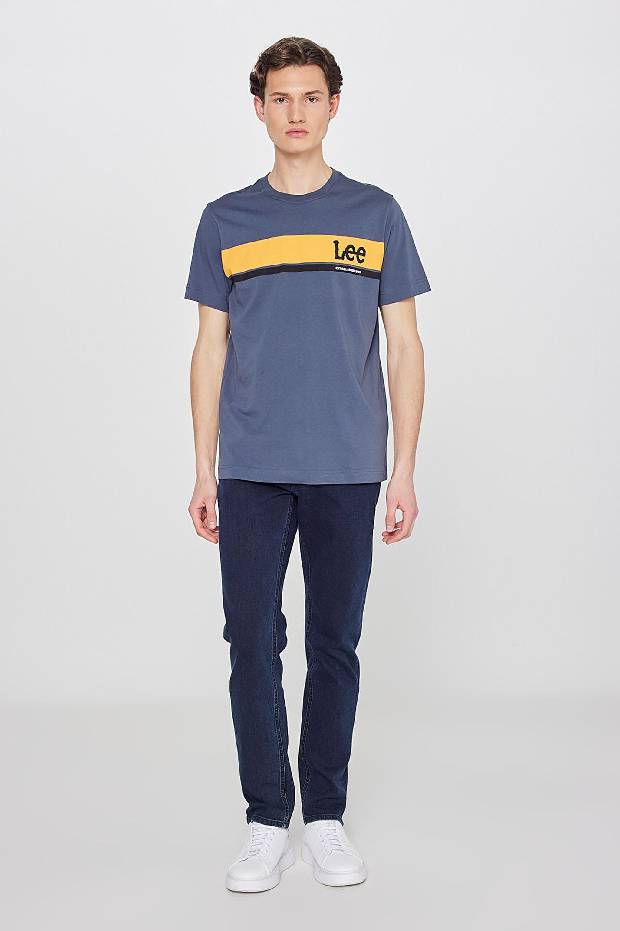 Regular Fit Normal Kesim Sıfır Yaka %100 Pamuk Logolu Tişört - Anthracite-L211918003 (görsel 3)