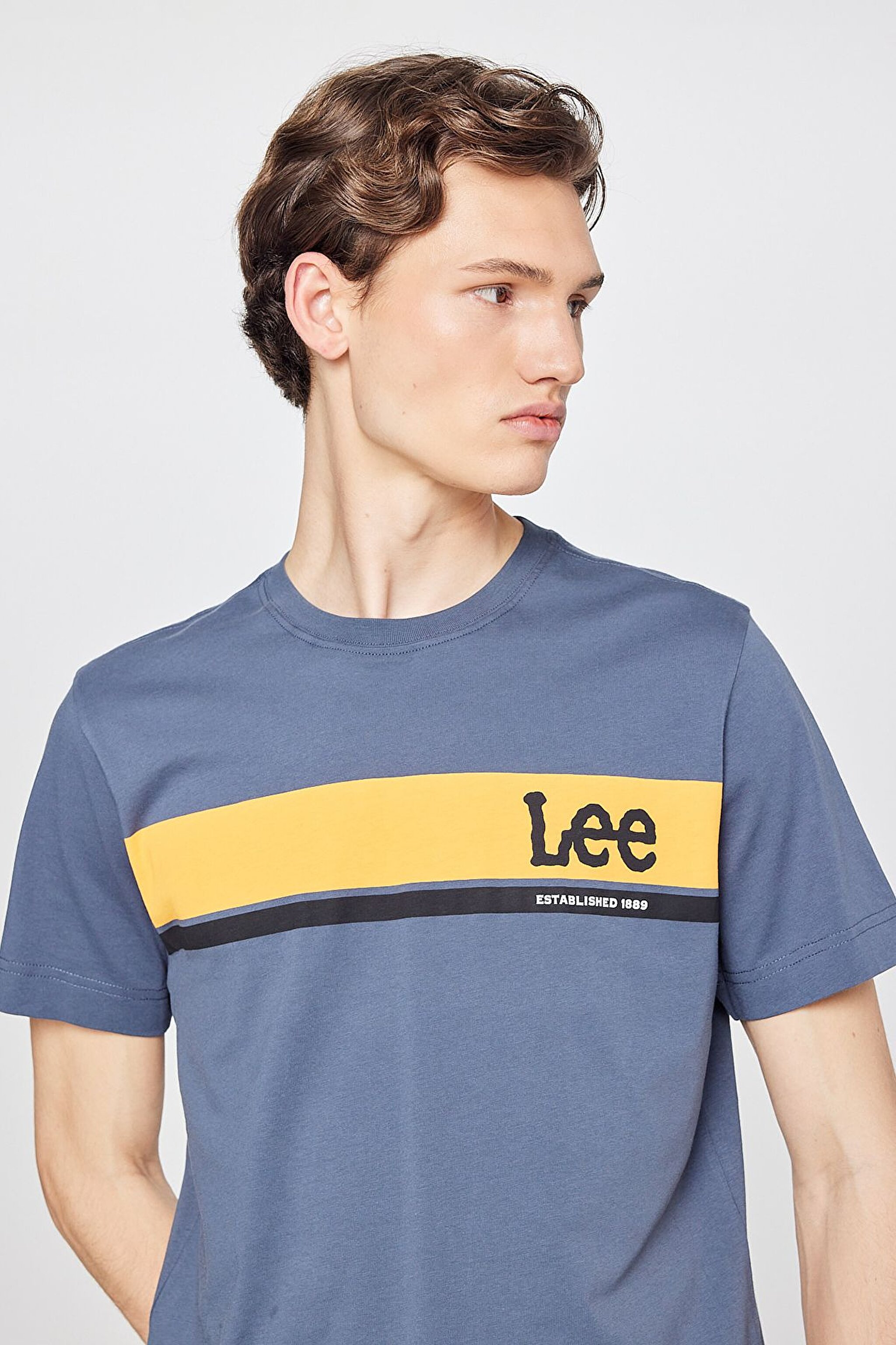 Regular Fit Normal Kesim Sıfır Yaka %100 Pamuk Logolu Tişört - Anthracite-L211918003 (görsel 4)
