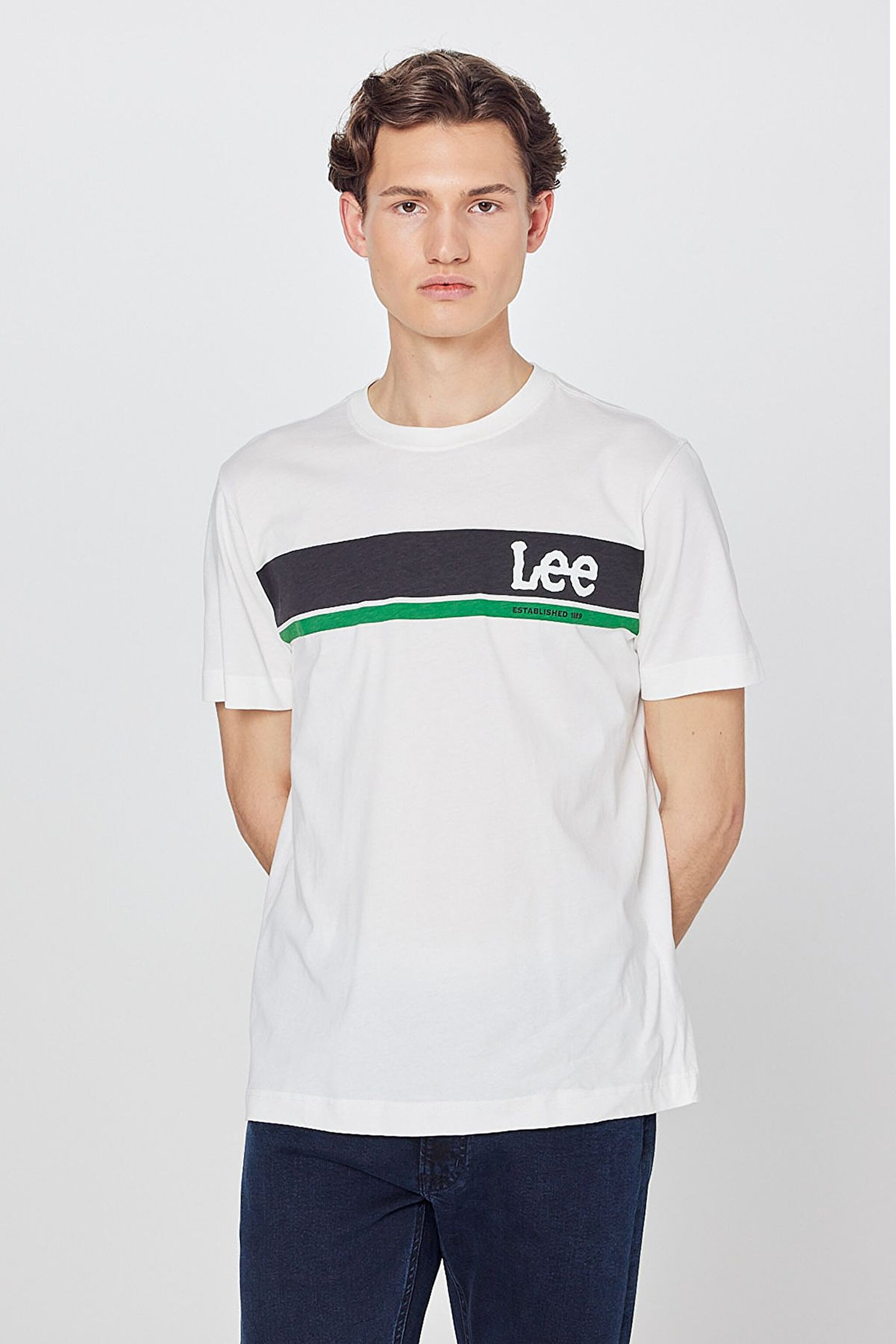 Regular Fit Normal Kesim Sıfır Yaka %100 Pamuk Logolu Tişört - Off White-L211918102