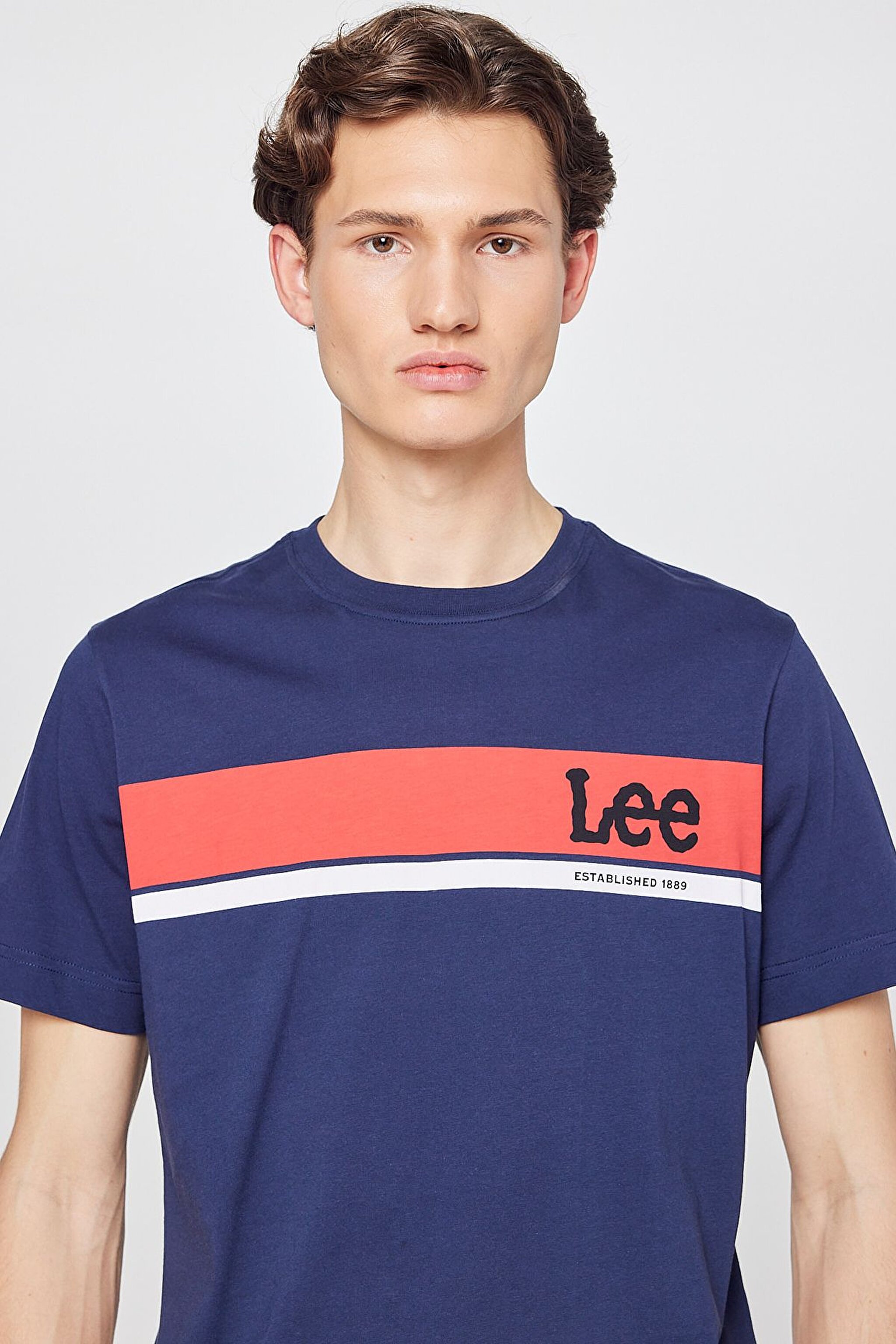 Regular Fit Normal Kesim Sıfır Yaka %100 Pamuk Logolu Tişört - Navy-L211918410 (görsel 4)