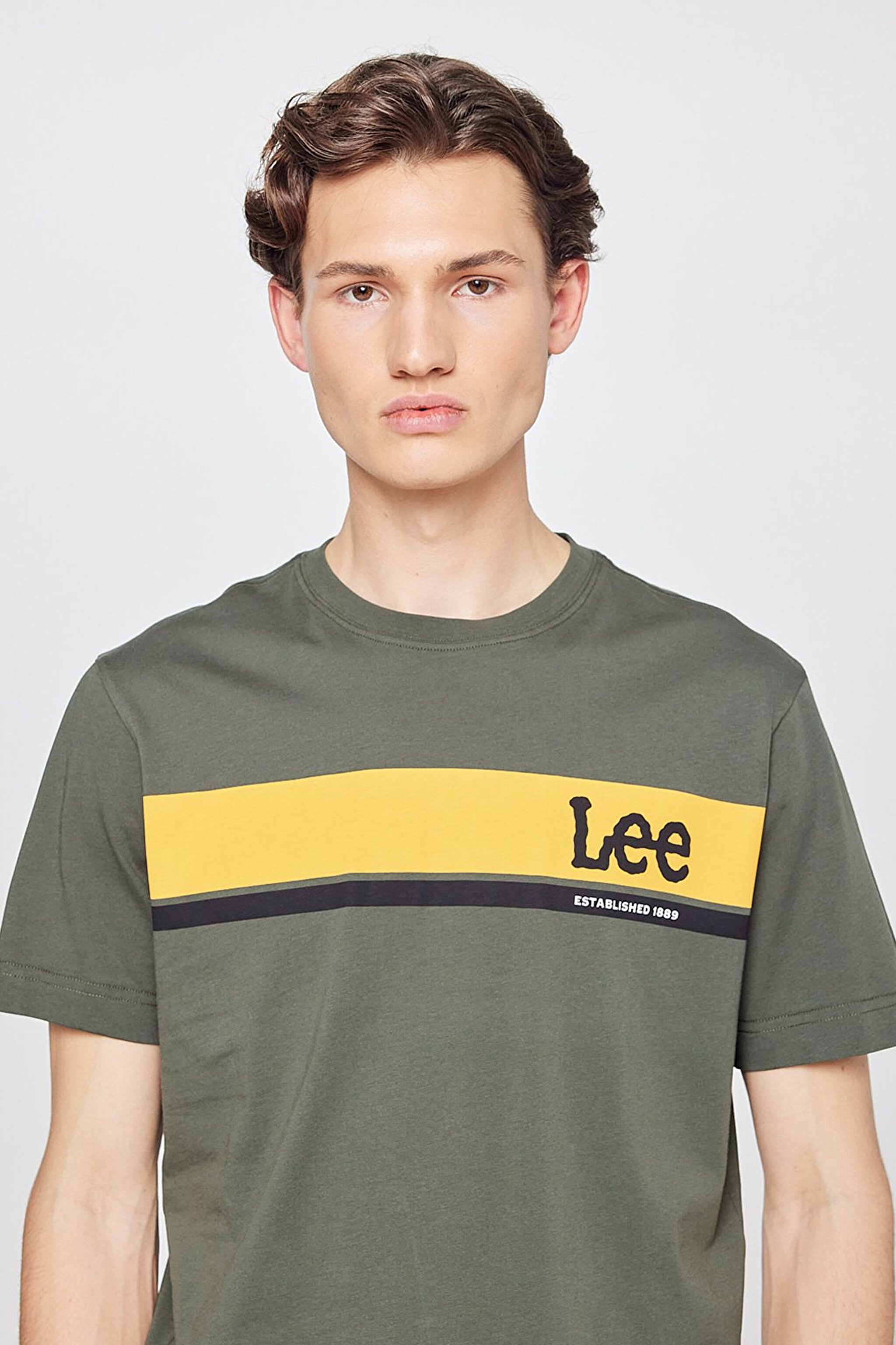 Regular Fit Normal Kesim %100 Pamuk Bisiklet Yaka Haki Tişört - Khaki-L211918801 (görsel 4)