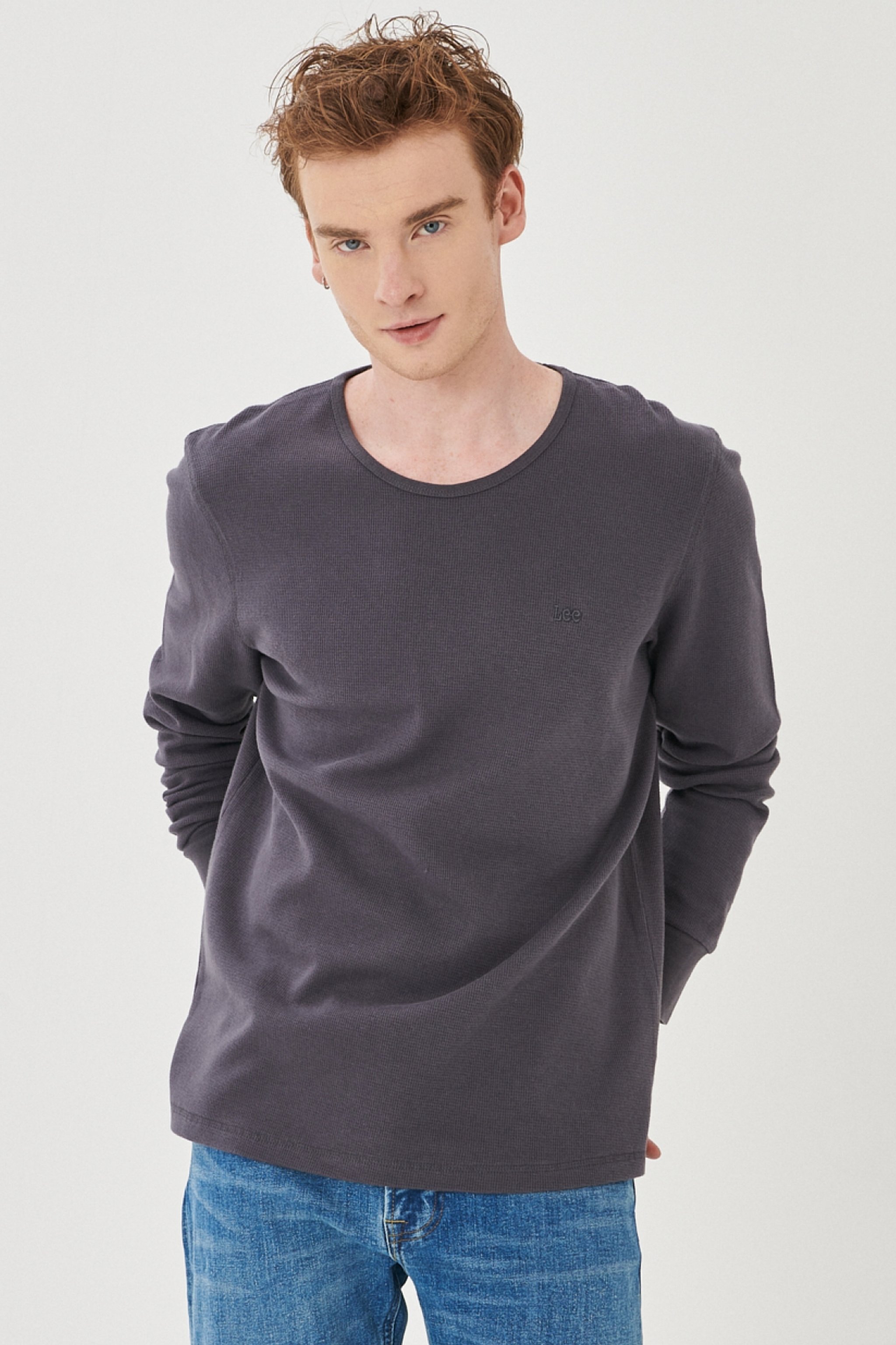 Regular Fit Normal Kesim %100 Pamuk Sıfır Yaka Sweatshirt - Anthracite-L212014003 (görsel 3)