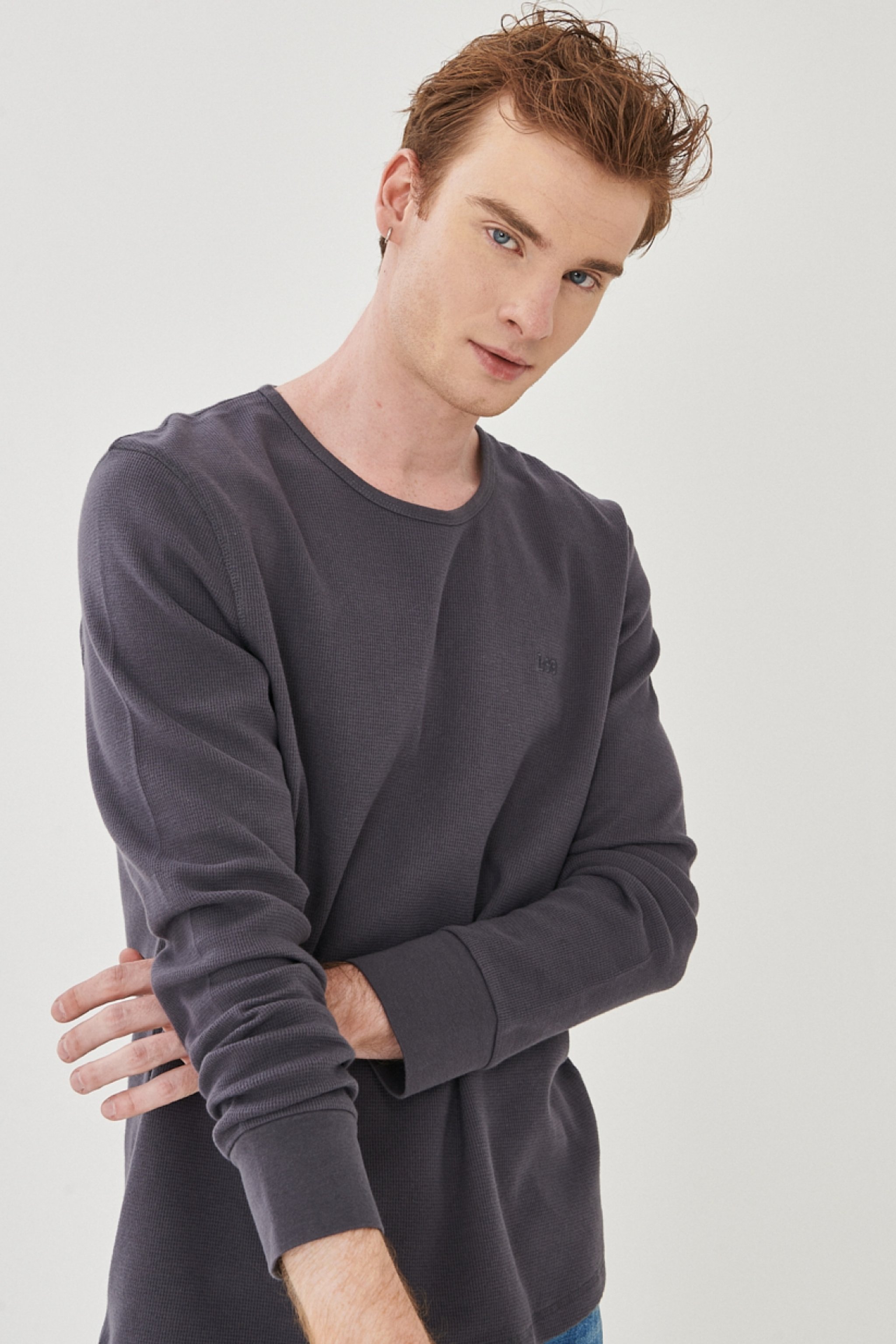 Regular Fit Normal Kesim %100 Pamuk Sıfır Yaka Sweatshirt - Anthracite-L212014003 (görsel 4)