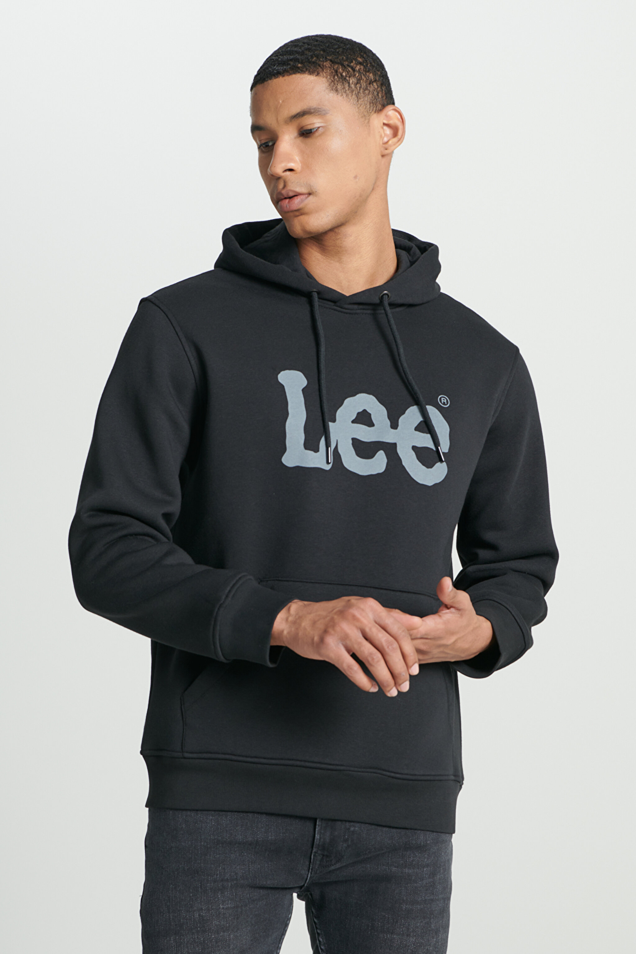 Regular Fit Normal Kesim %100 Pamuk Kapüşonlu Sweatshirt - Black-L212021001
