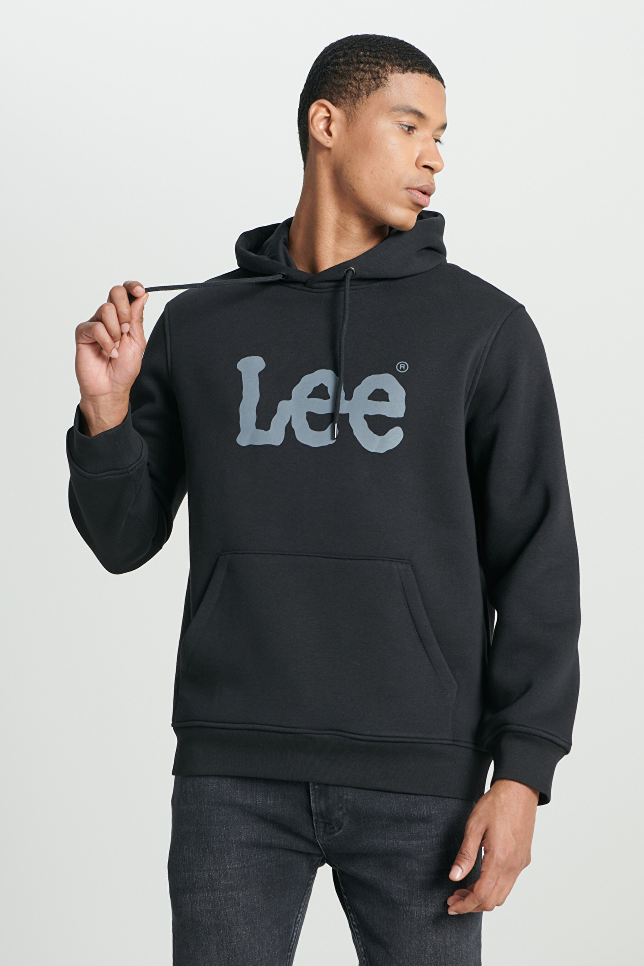 Regular Fit Normal Kesim %100 Pamuk Kapüşonlu Sweatshirt - Black-L212021001 (görsel 2)
