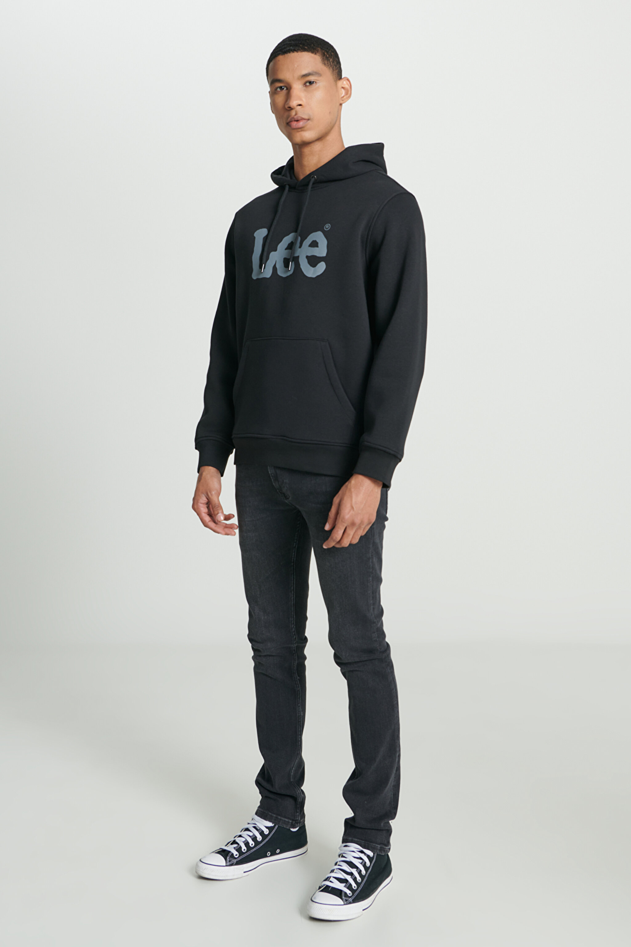 Regular Fit Normal Kesim %100 Pamuk Kapüşonlu Sweatshirt - Black-L212021001 (görsel 4)
