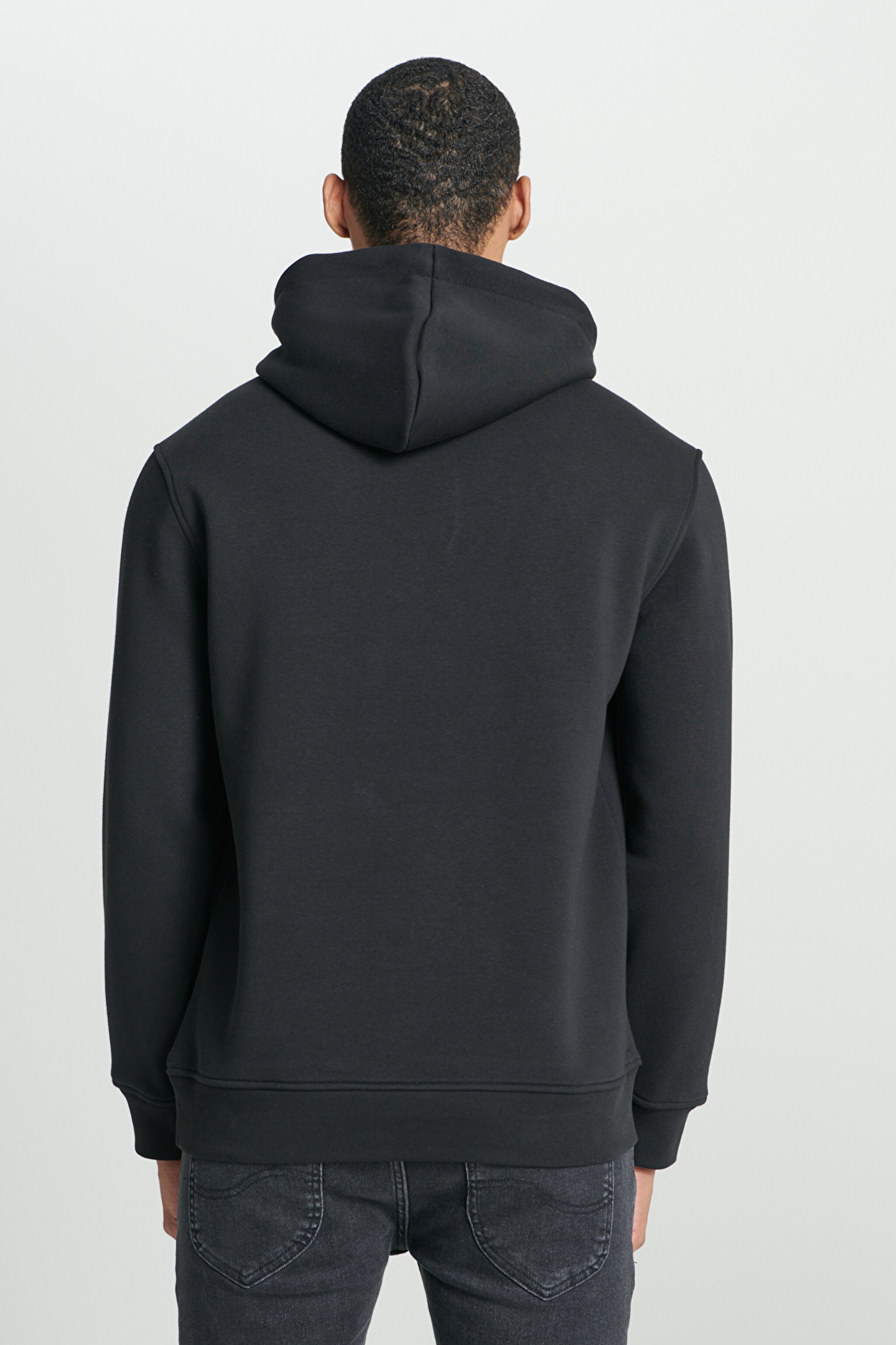 Regular Fit Normal Kesim %100 Pamuk Kapüşonlu Sweatshirt - Black-L212021001 (görsel 6)