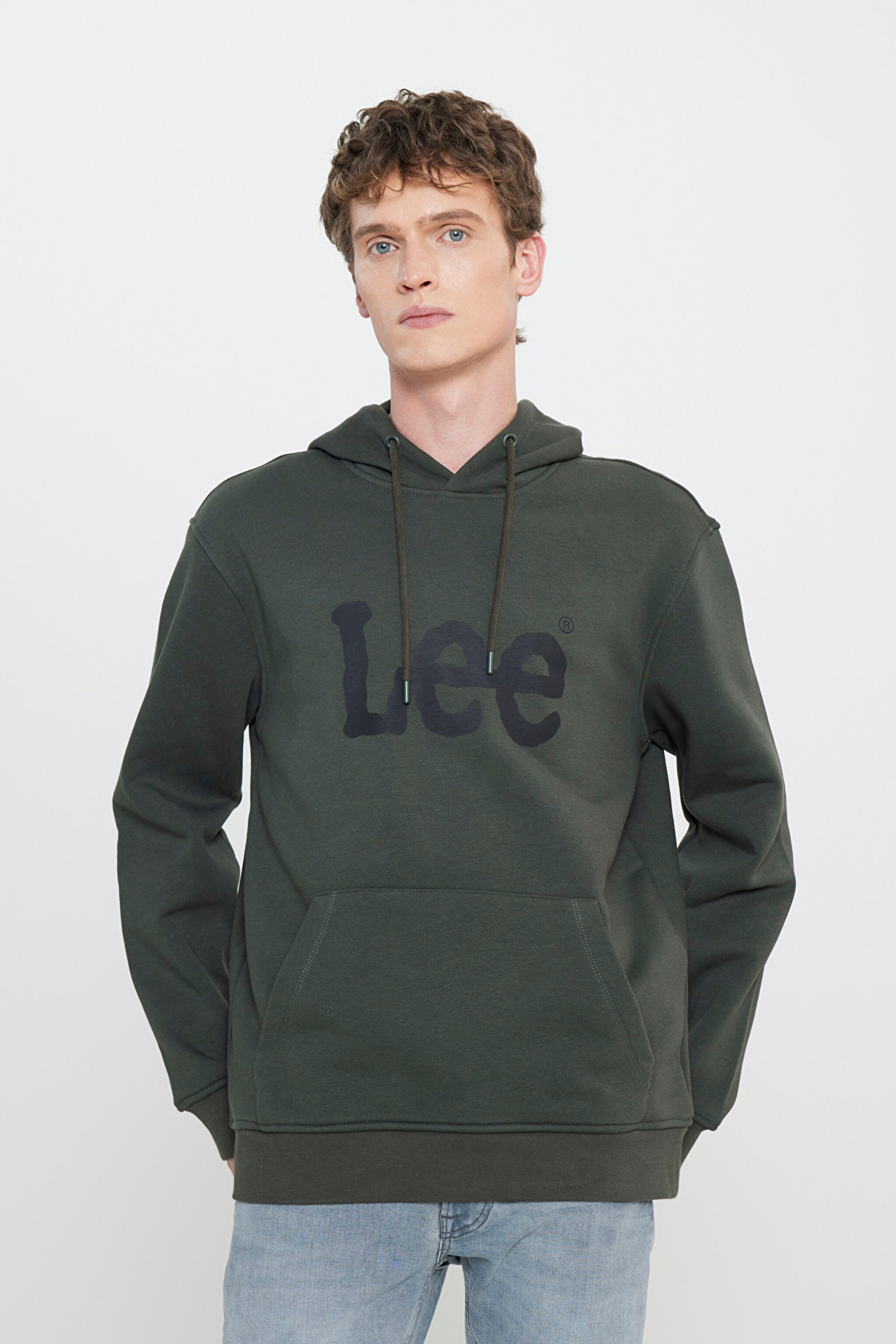 Regular Fit Normal Kesim %100 Pamuk Kapüşonlu Sweatshirt - Olive-L212021308 (görsel 2)