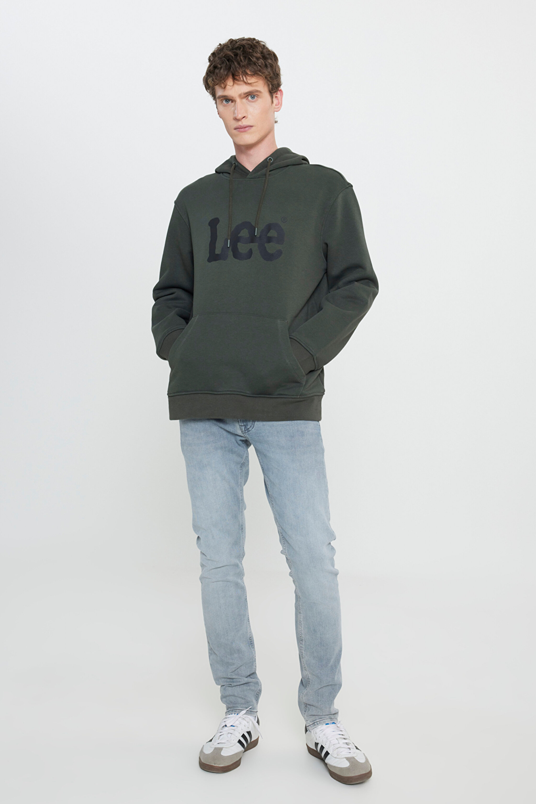 Regular Fit Normal Kesim %100 Pamuk Kapüşonlu Sweatshirt - Olive-L212021308 (görsel 3)