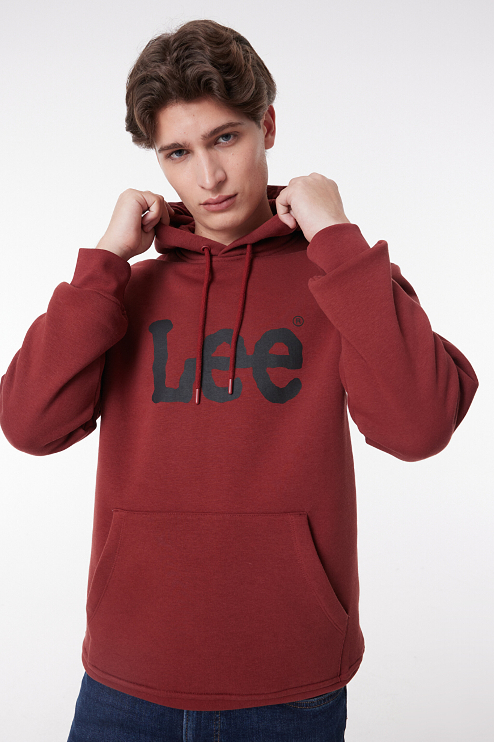 Regular Fit Normal Kesim %100 Pamuk Kapüşonlu Sweatshirt - Wine-L212021810 (görsel 4)
