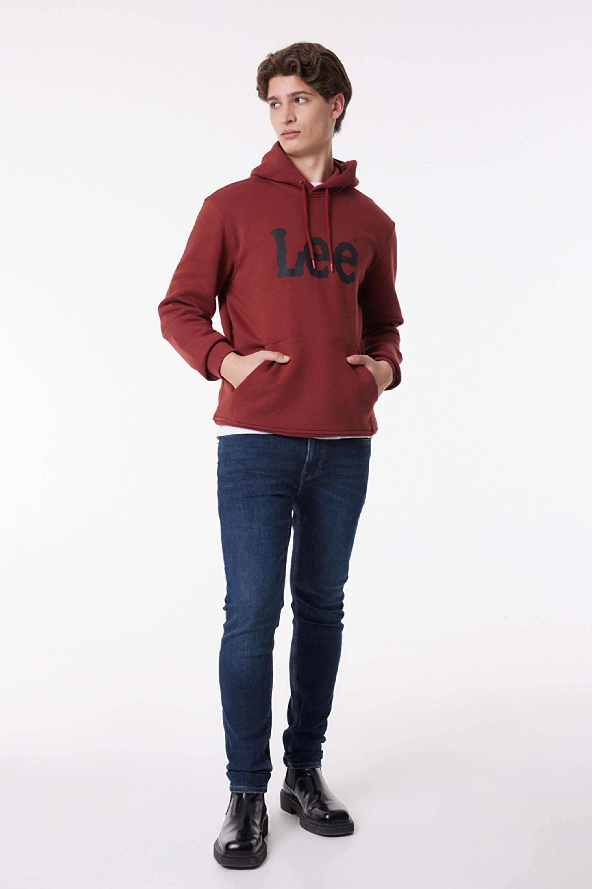 Regular Fit Normal Kesim %100 Pamuk Kapüşonlu Sweatshirt - Wine-L212021810 (görsel 5)