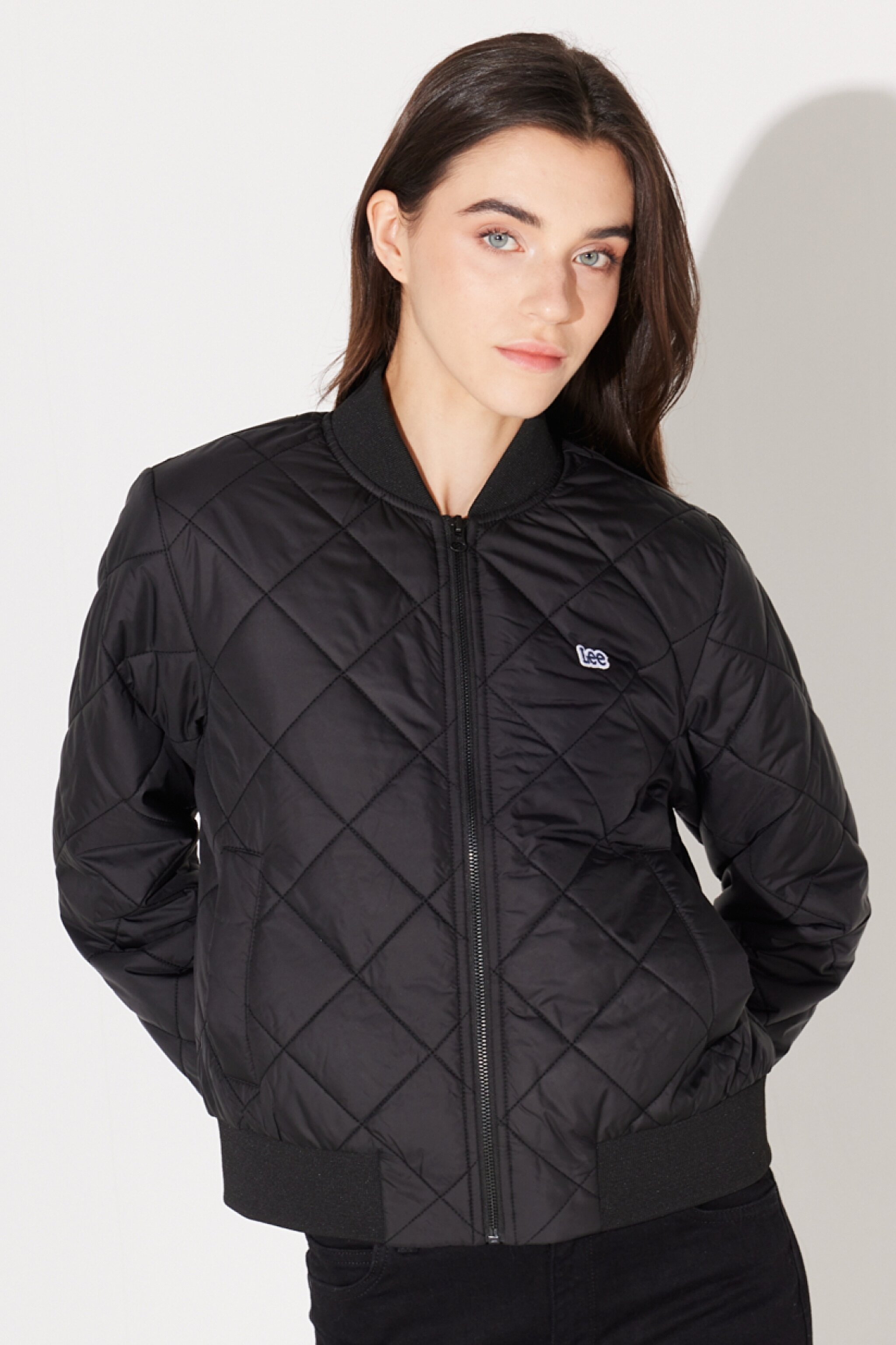 Regular Fit Normal Kesim Bisiklet Yaka Siyah Bomber Ceket - Black-L212034001 (görsel 2)