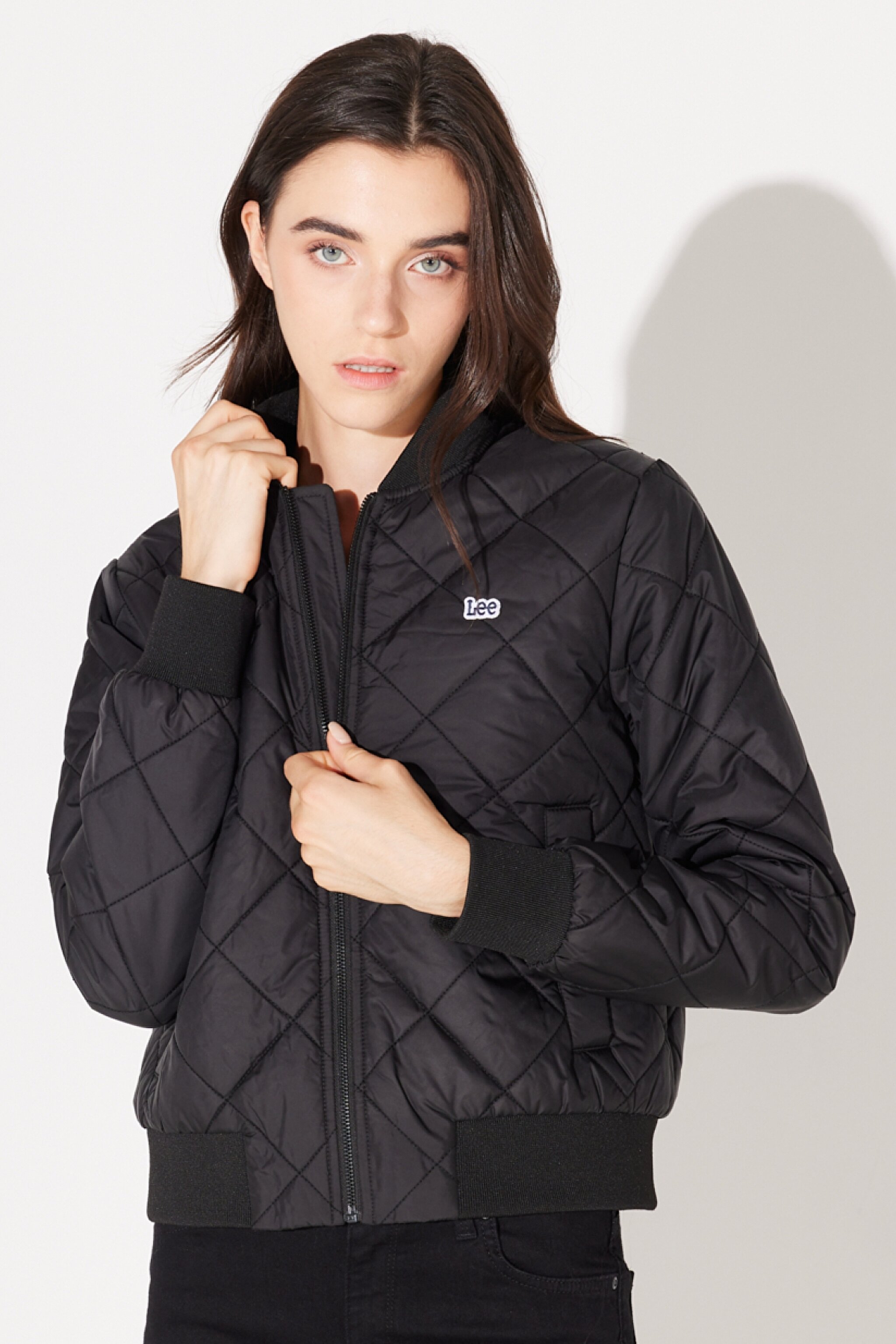 Regular Fit Normal Kesim Bisiklet Yaka Siyah Bomber Ceket - Black-L212034001 (görsel 3)