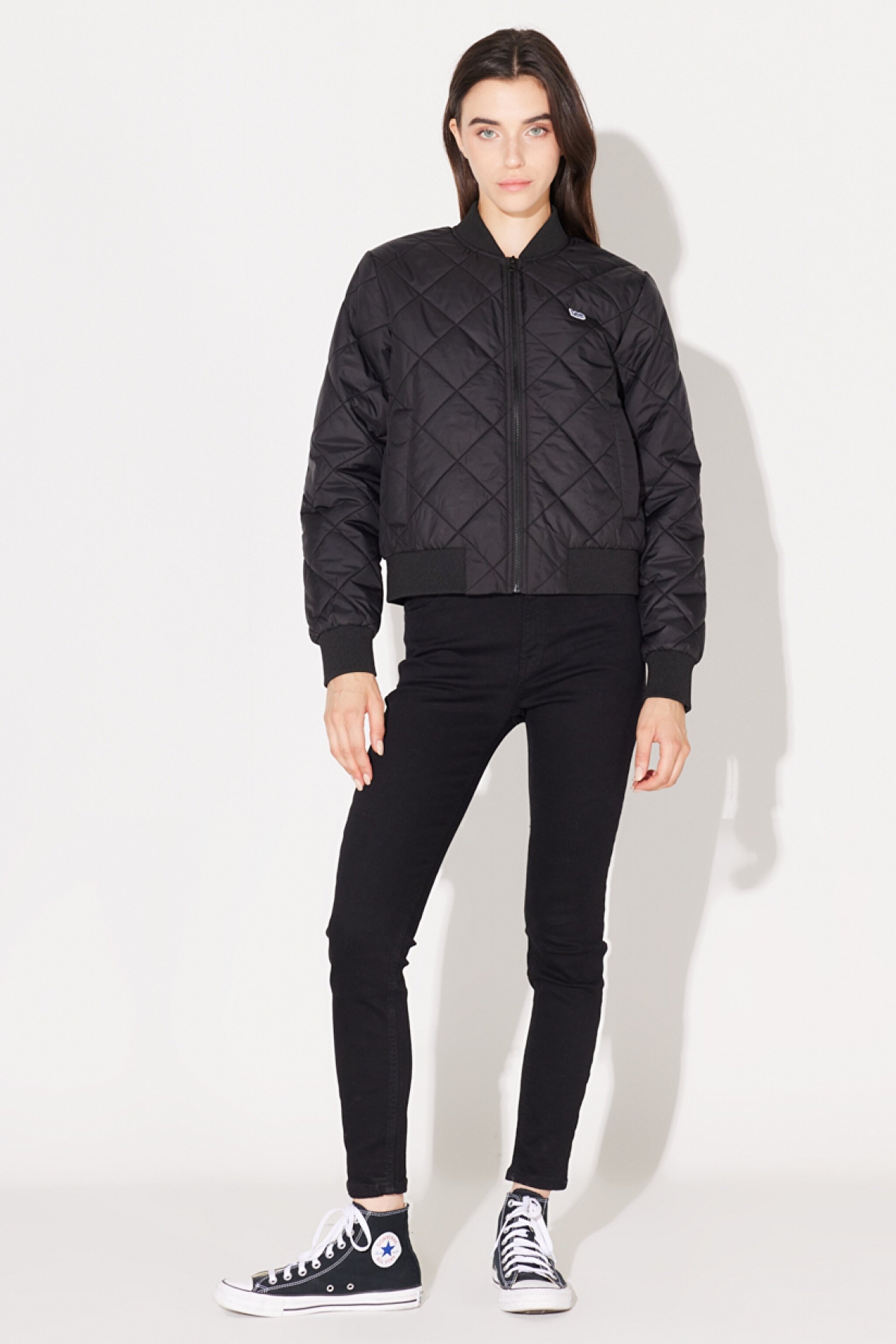 Regular Fit Normal Kesim Bisiklet Yaka Siyah Bomber Ceket - Black-L212034001 (görsel 5)