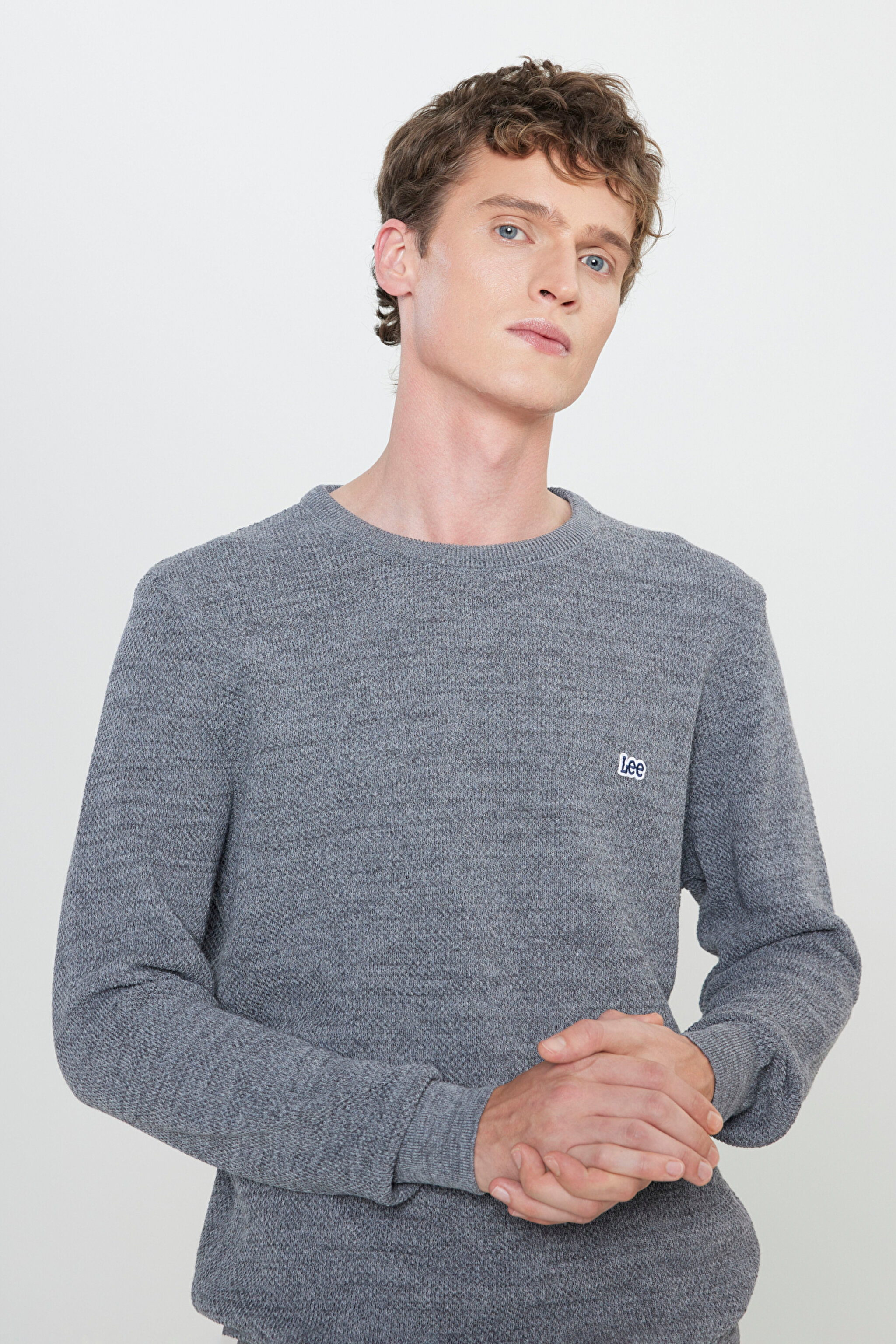 Regular Fit Normal Kesim Sıfır Yaka Triko - Gray-L212149035 (görsel 4)