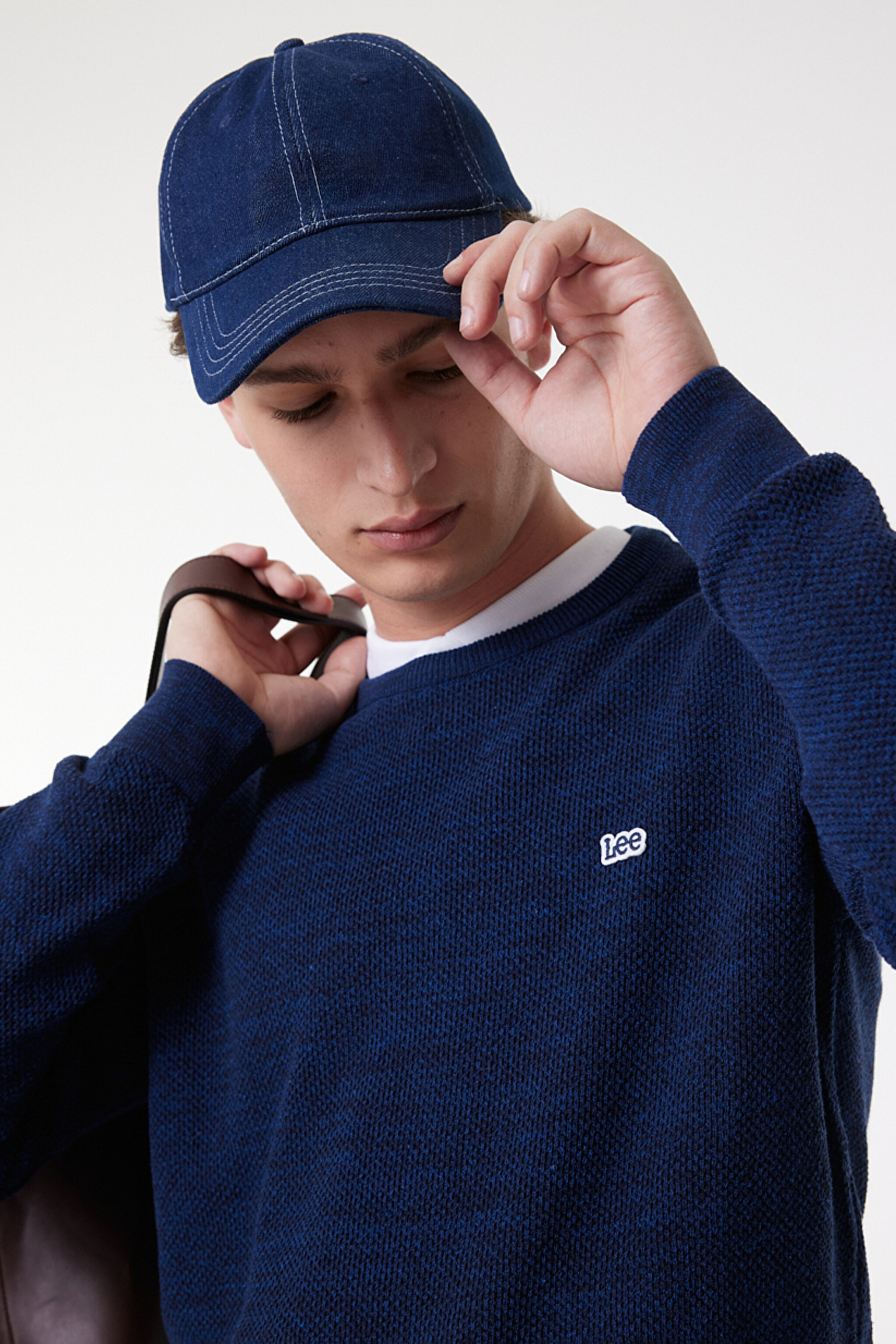 Regular Fit Rahat Kesim Bisiklet Yaka Triko - Indigo-L212149315 (görsel 5)