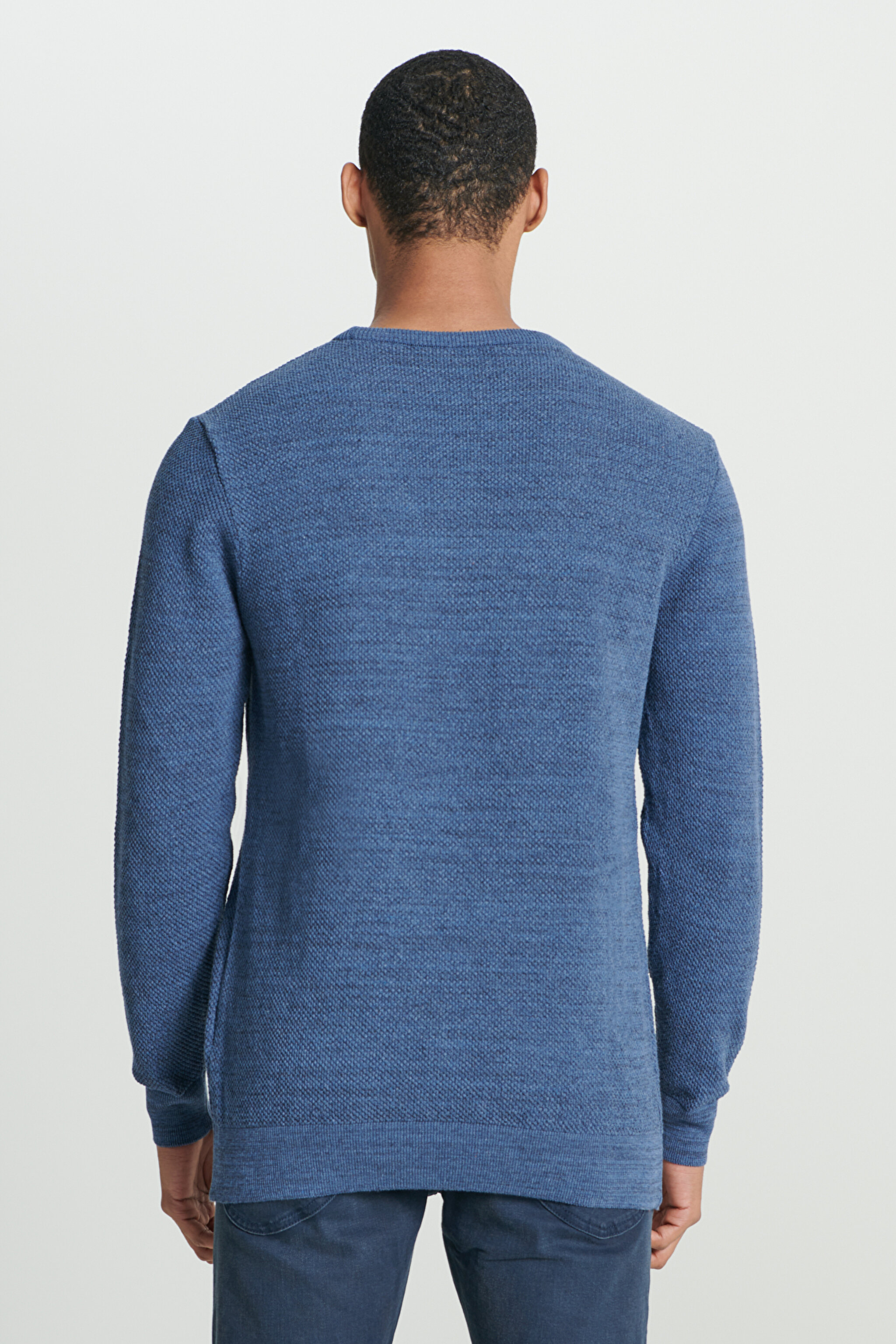 Regular Fit Normal Kesim Sıfır Yaka Triko - Blue-L212149400 (görsel 5)