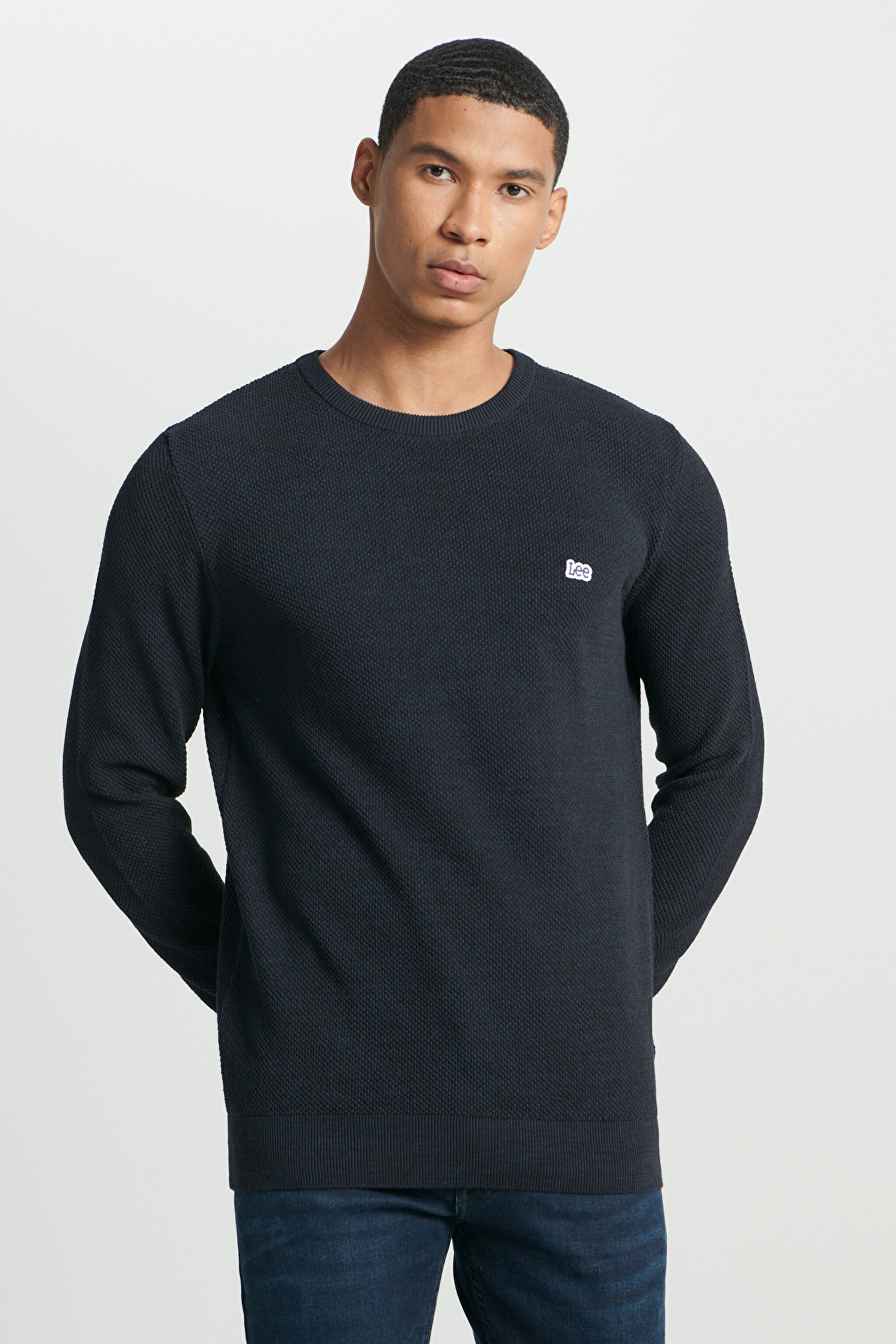 Regular Fit Normal Kesim Sıfır Yaka Triko - Navy-L212149410 (görsel 2)