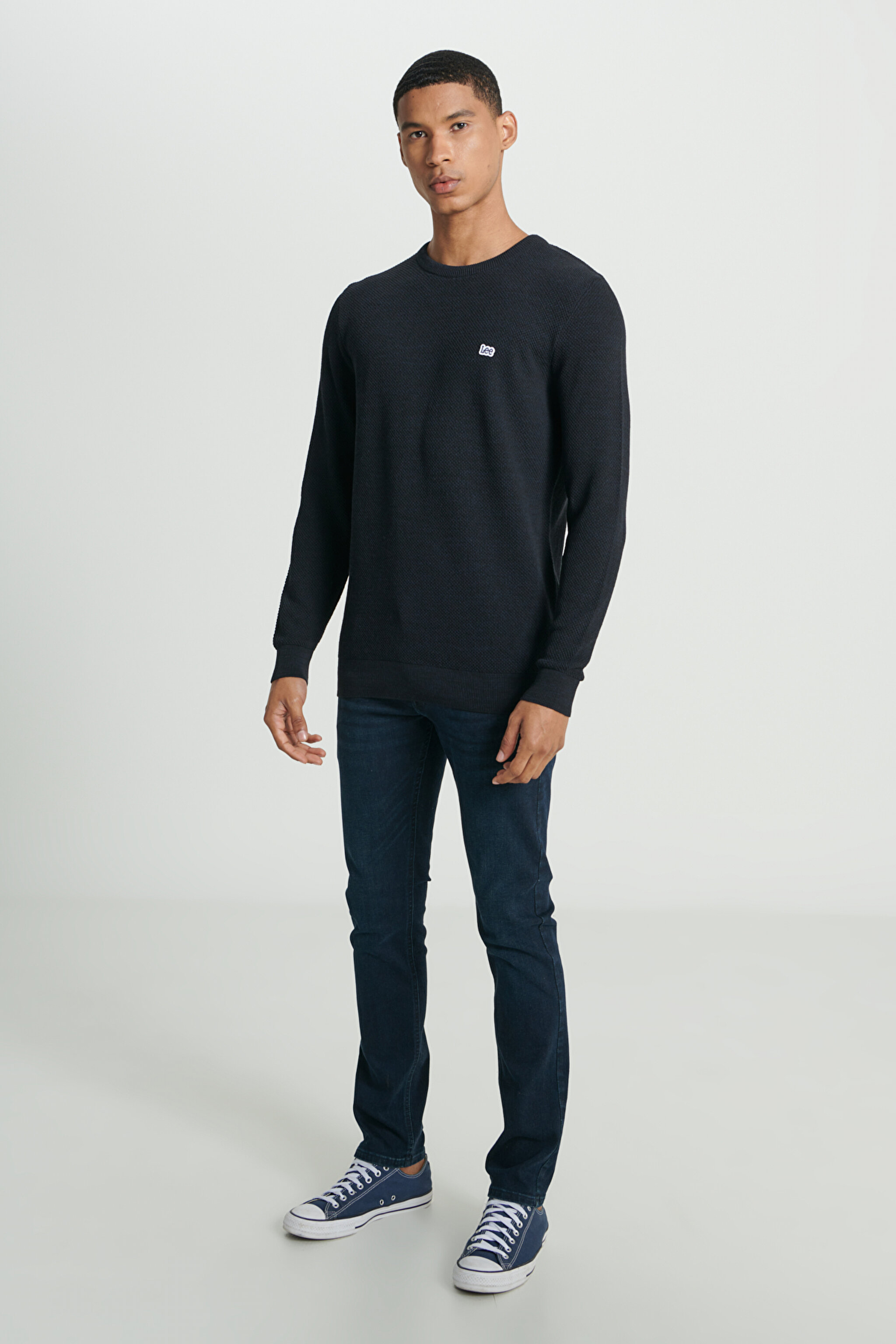 Regular Fit Normal Kesim Sıfır Yaka Triko - Navy-L212149410 (görsel 3)