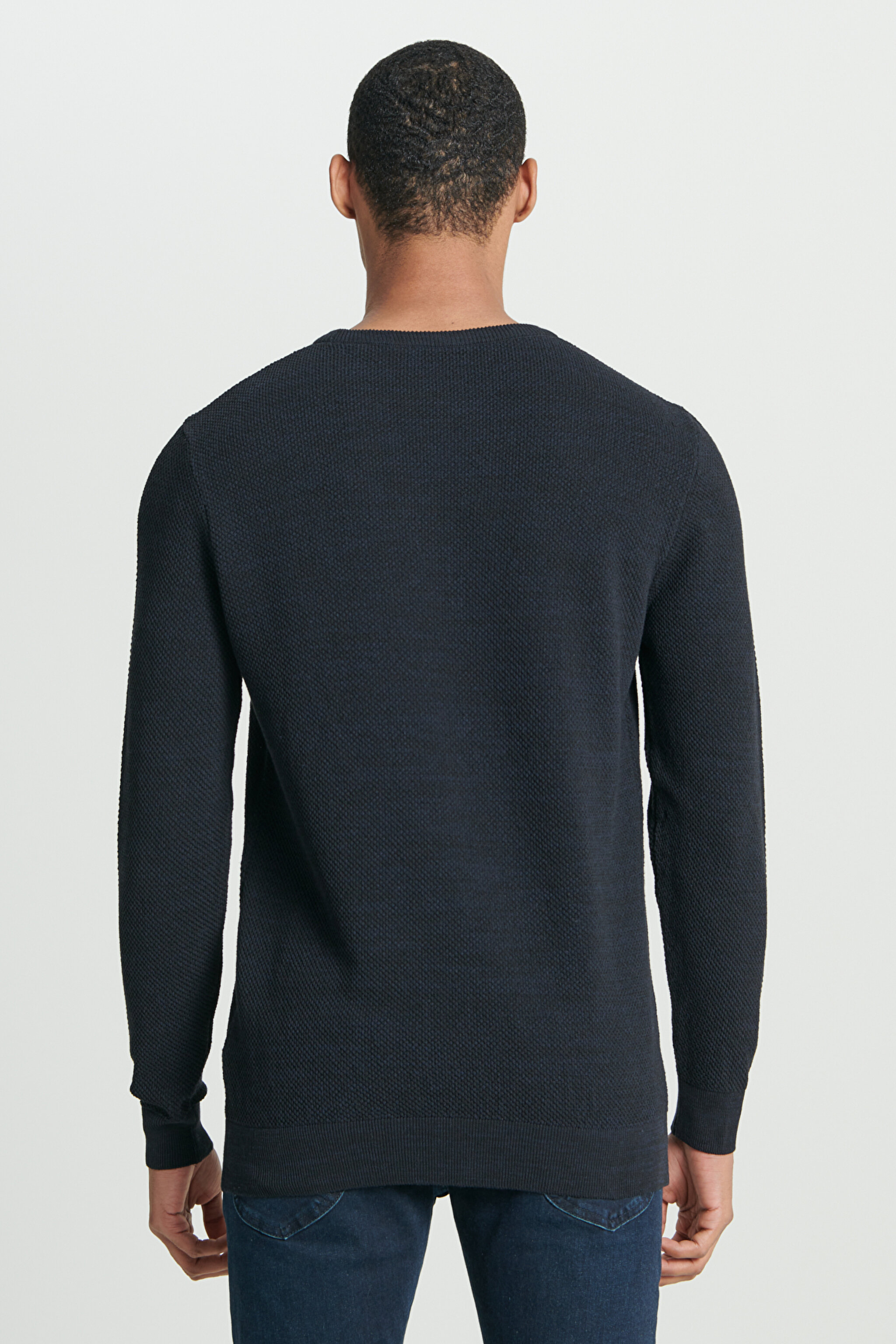 Regular Fit Normal Kesim Sıfır Yaka Triko - Navy-L212149410 (görsel 5)