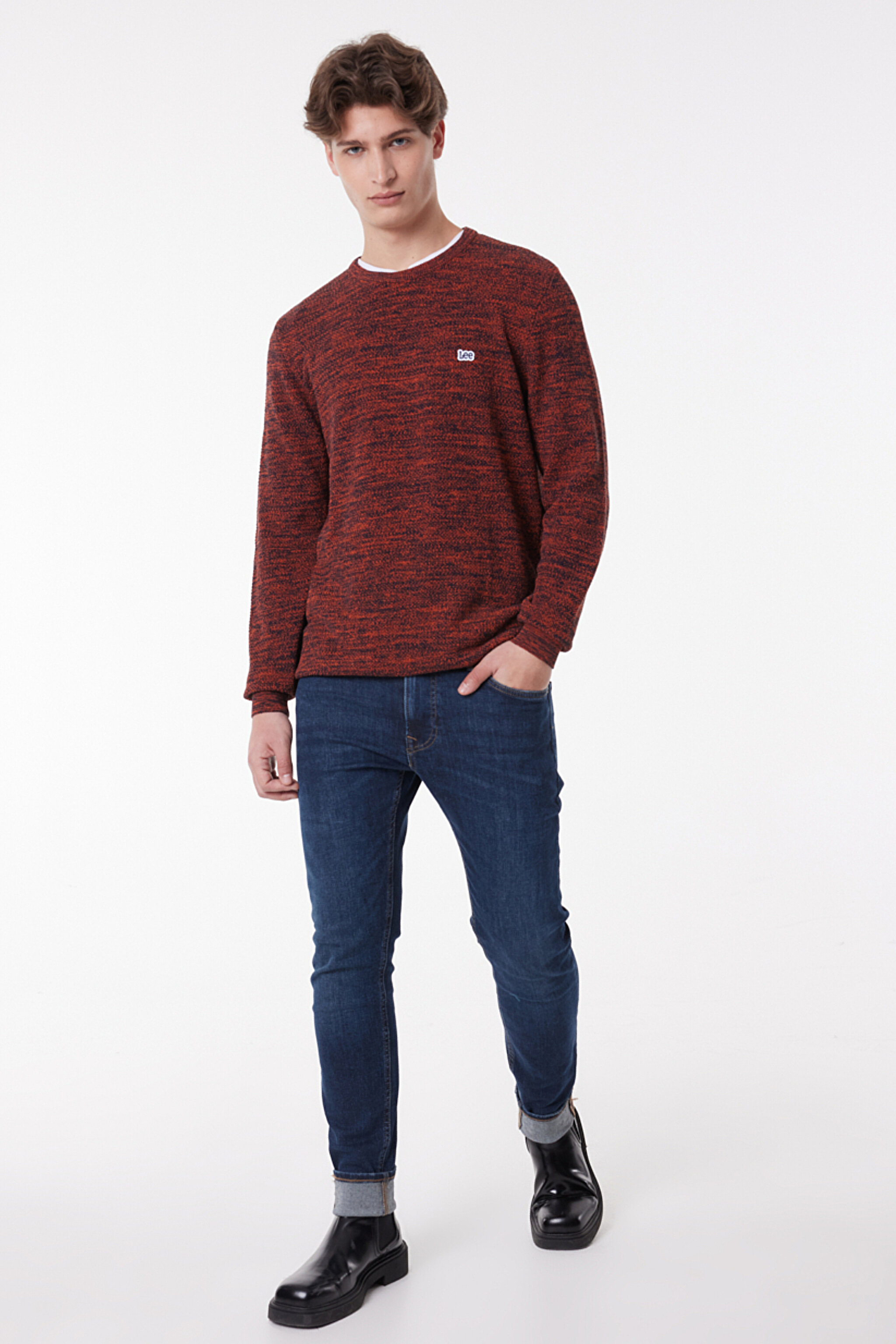 Regular Fit Normal Kesim Bisiklet Yaka Triko Kazak - Orange-L212149700 (görsel 2)