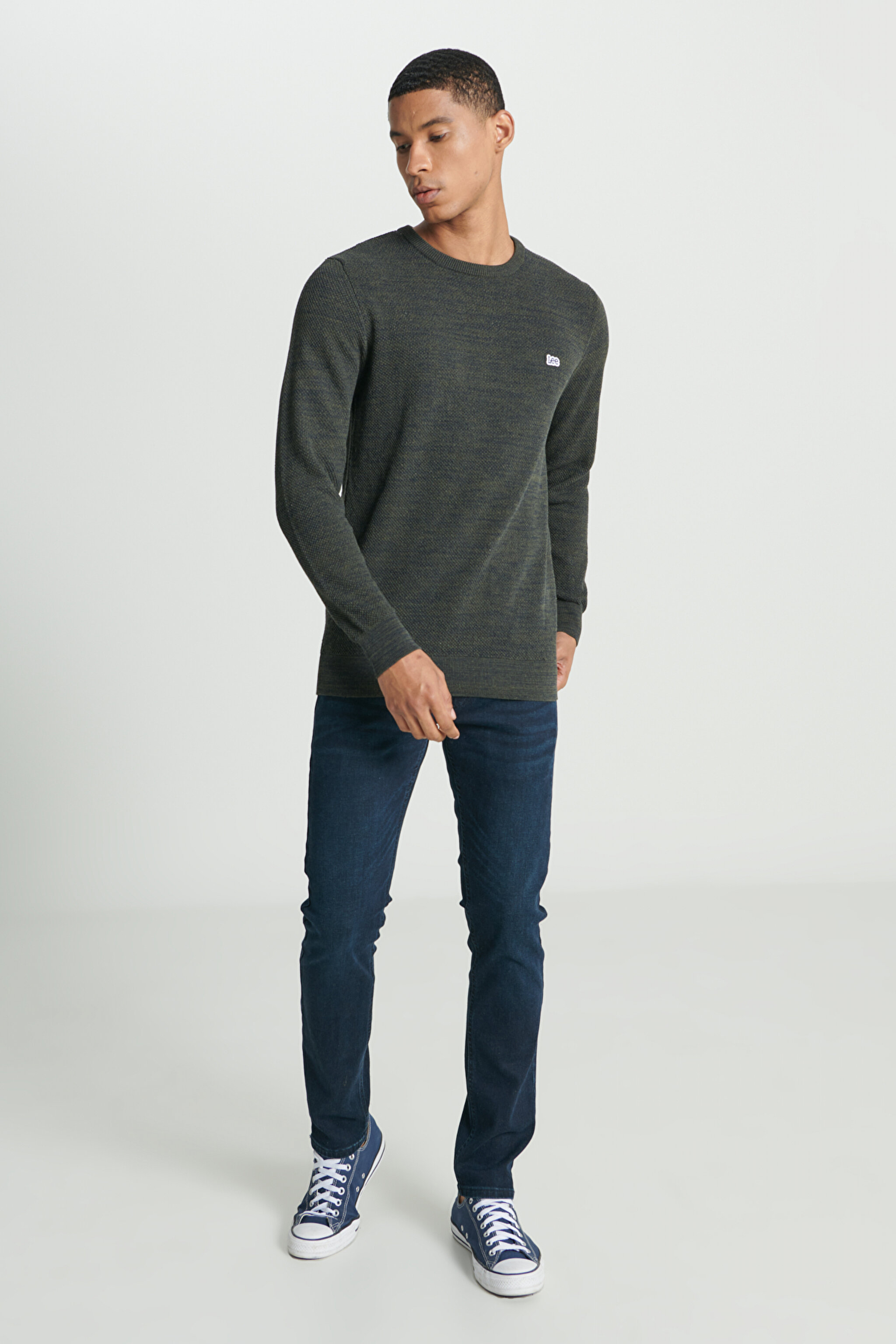 Regular Fit Normal Kesim Sıfır Yaka Triko - Khaki-L212149801 (görsel 3)