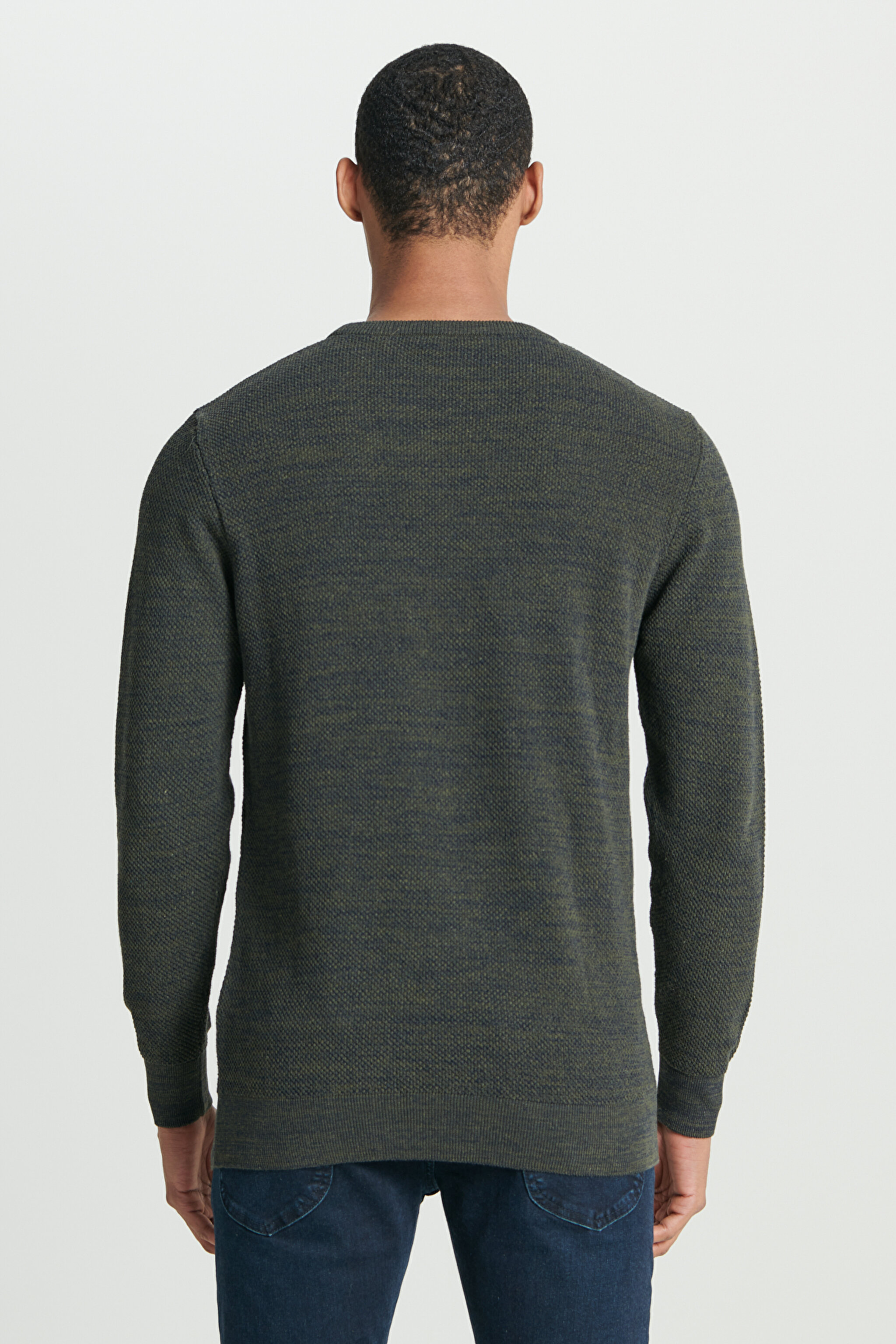 Regular Fit Normal Kesim Sıfır Yaka Triko - Khaki-L212149801 (görsel 5)