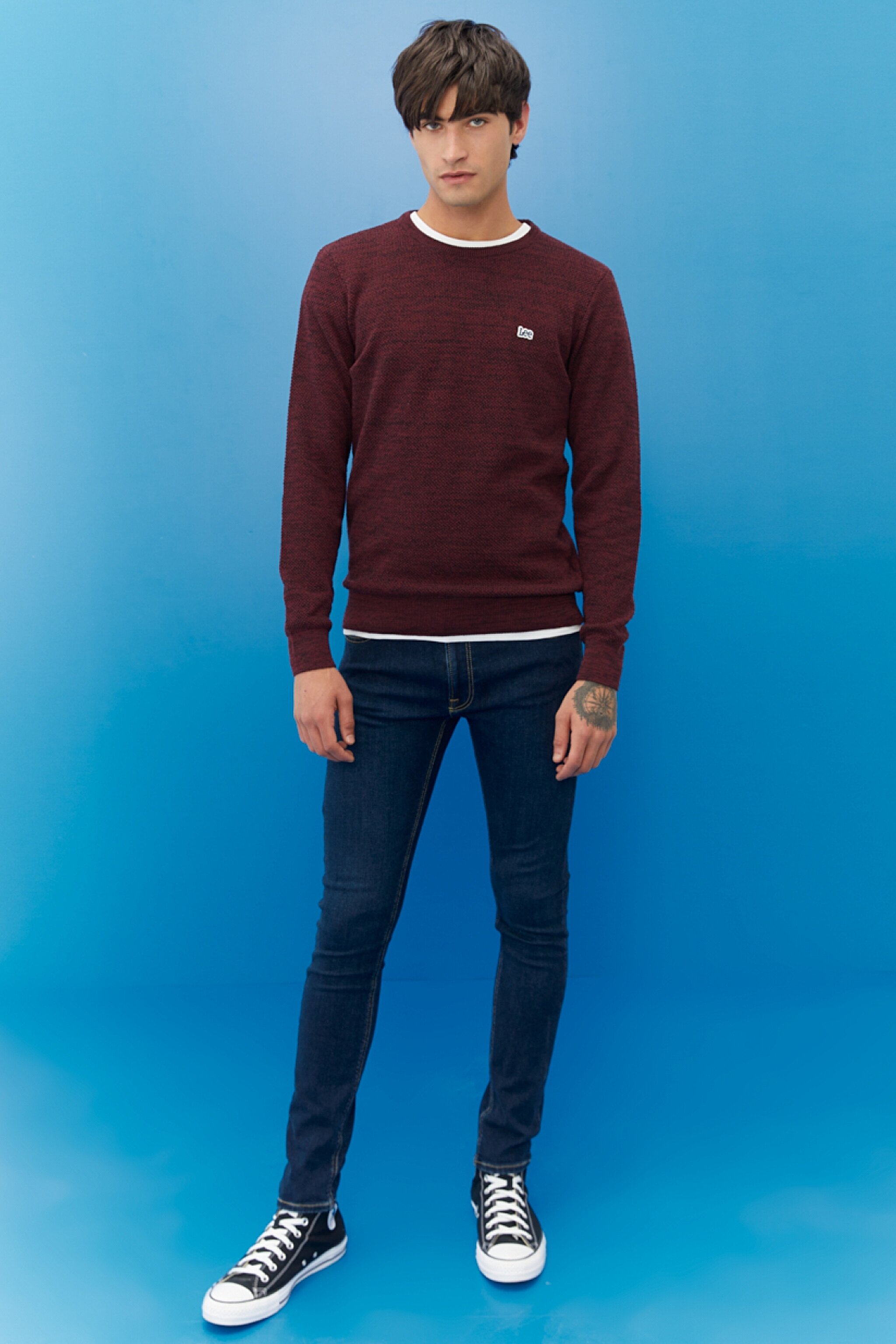 Regular Fit Normal Kesim Sıfır Yaka Triko - Wine-L212149810 (görsel 3)