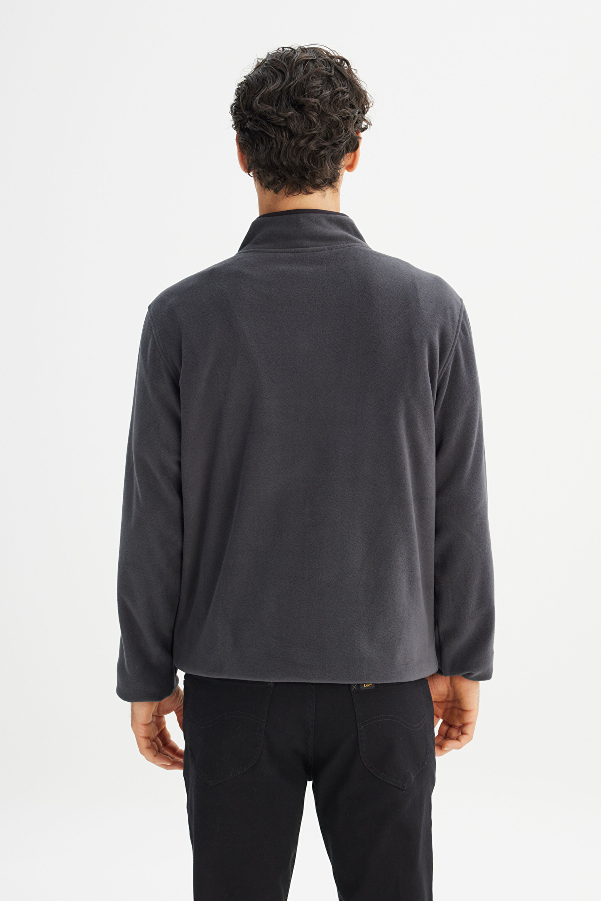 Regular Fit Normal Kesim Fermuarlı Dik Yaka Polar - Anthracita-L212208003 (görsel 5)