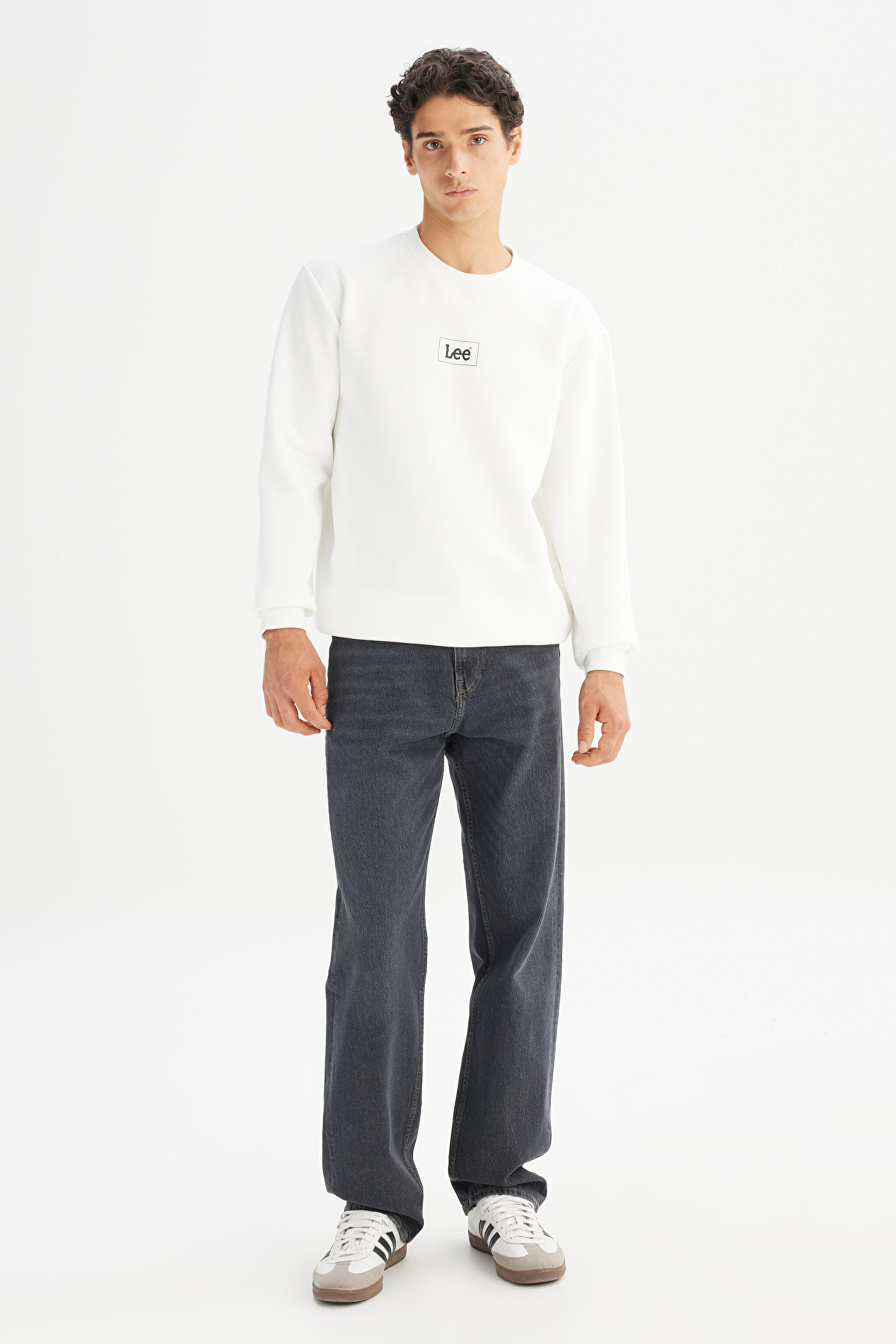 Regular Fit Normal Kesim Sıfır Yaka Sweatshirt - Off White-L212299102 (görsel 2)