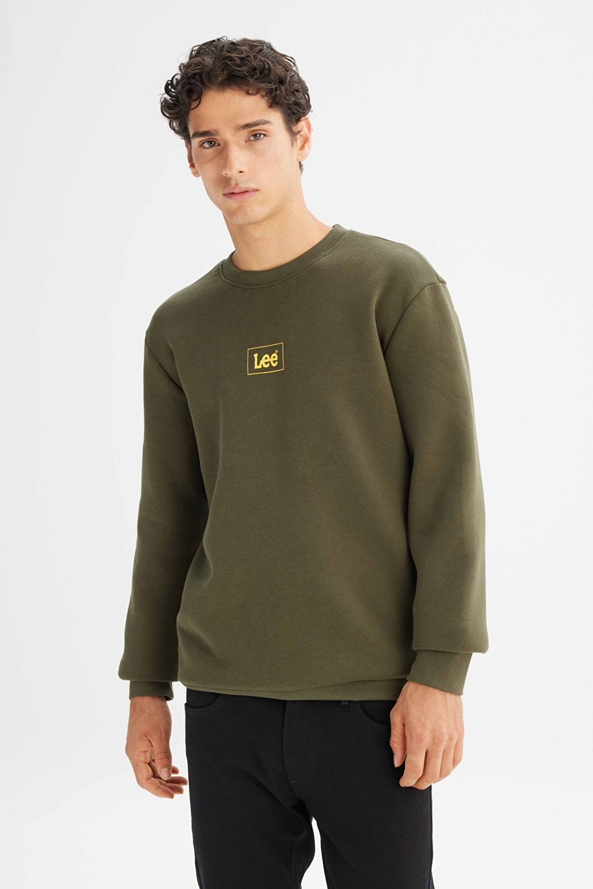 Regular Fit Normal Kesim Sıfır Yaka Sweatshirt - Khaki-L212299801 (görsel 3)