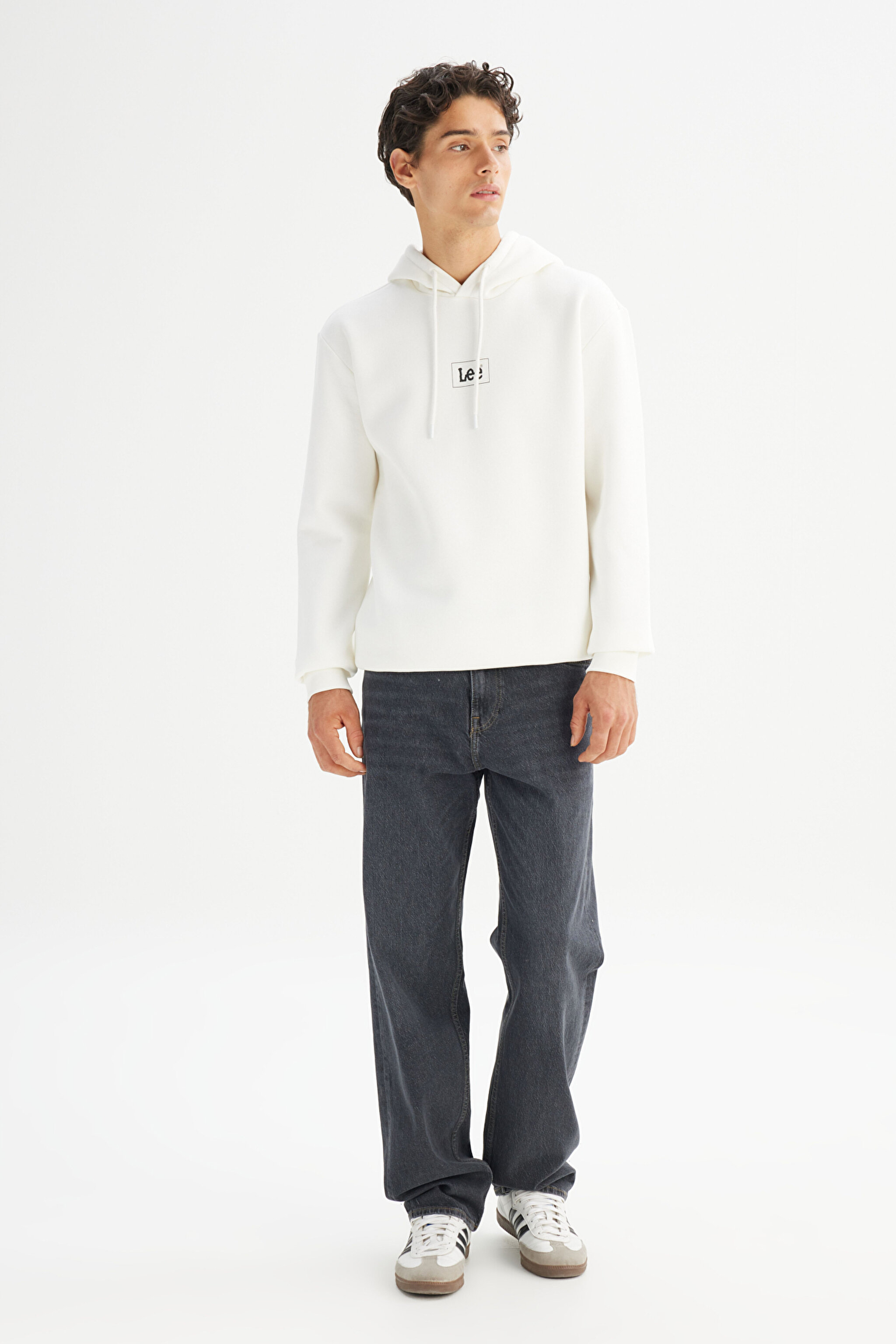 Pamuklu Regular Fit Normal Kesim Kapüşonlu Logo Detaylı Sweatshirt - Ecru-L212302990 (görsel 2)