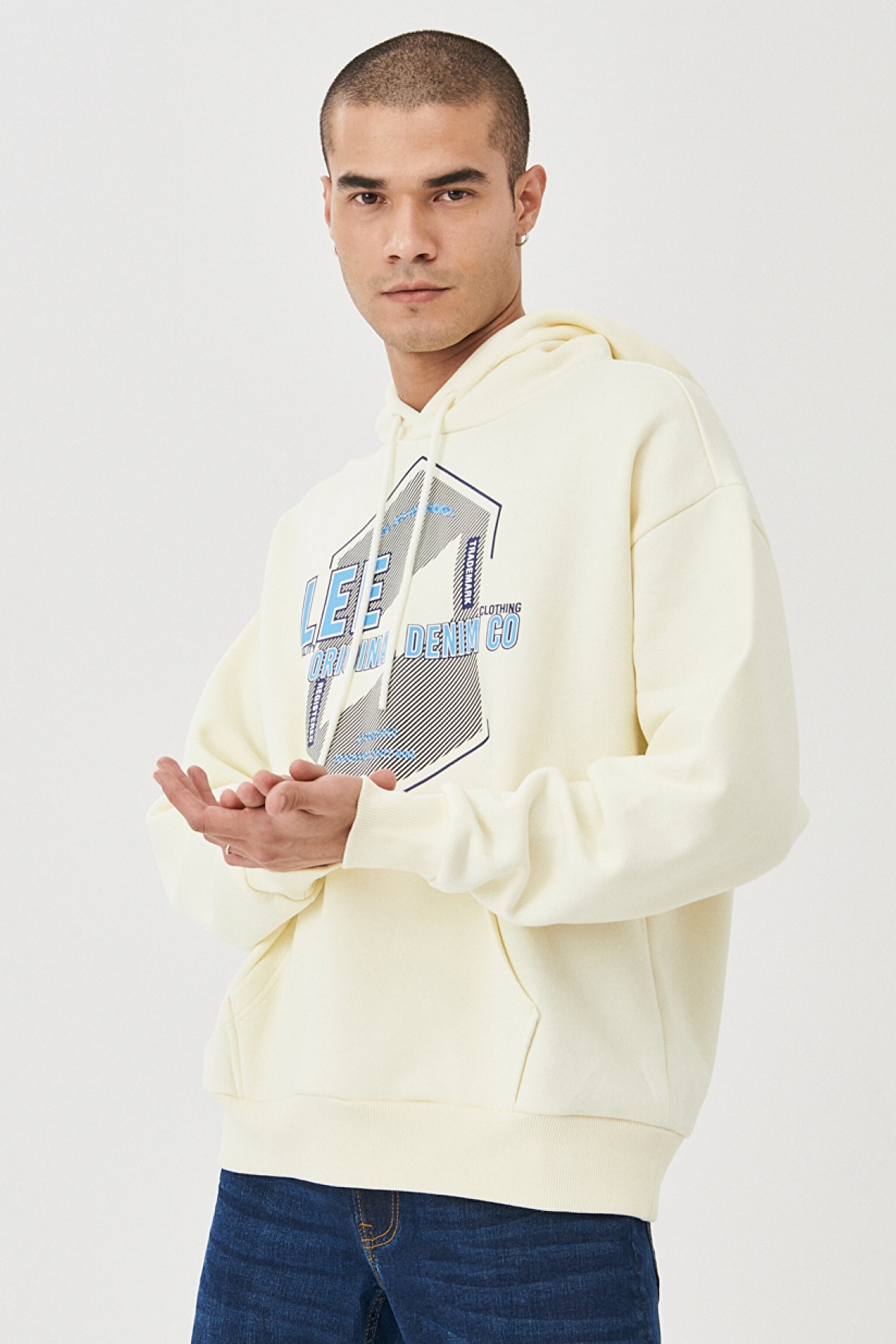 Regular Fit Normal Kesim Kapüşonlu Sweatshirt - Off White-L212304102 (görsel 3)
