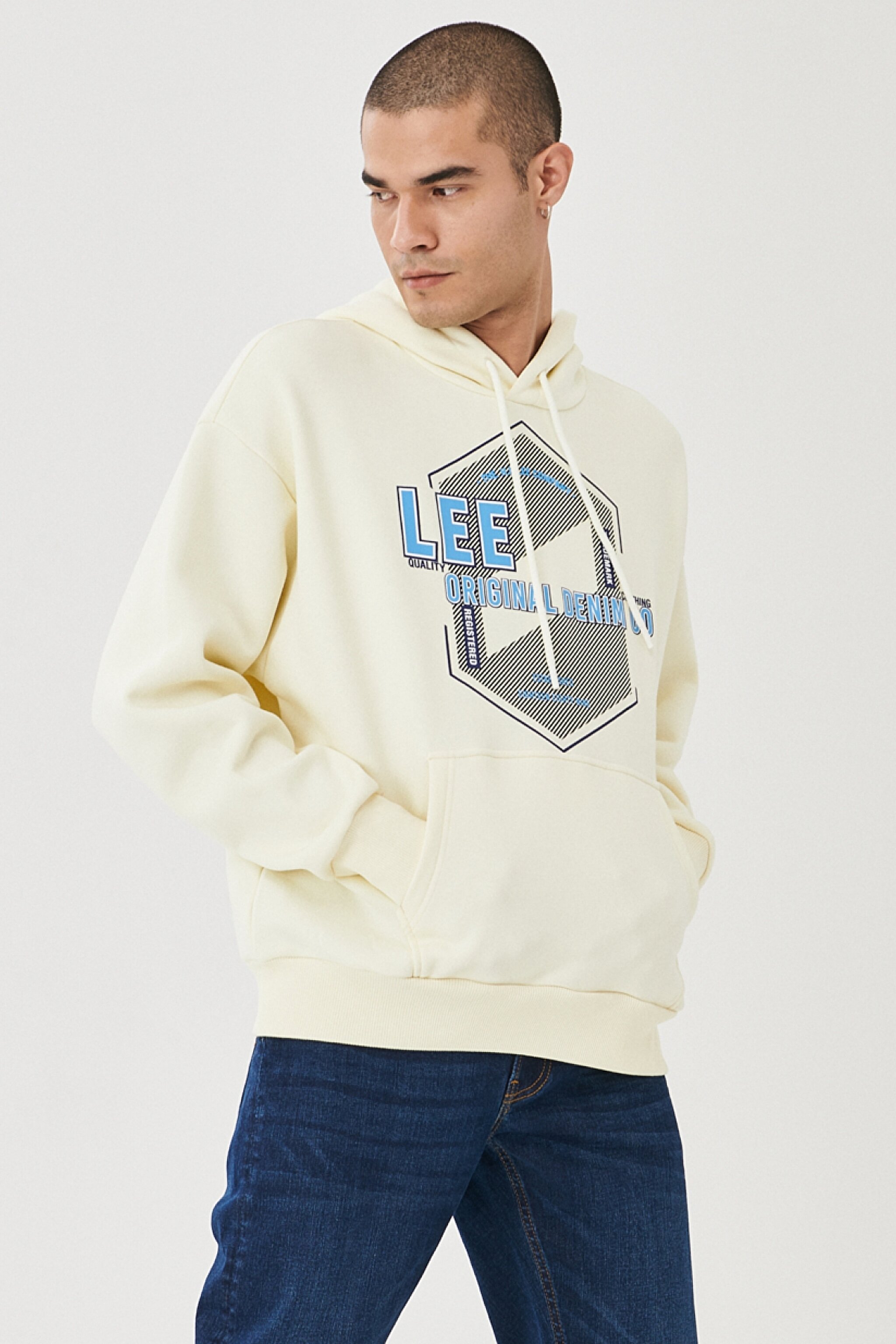 Regular Fit Normal Kesim Kapüşonlu Sweatshirt - Off White-L212304102 (görsel 4)
