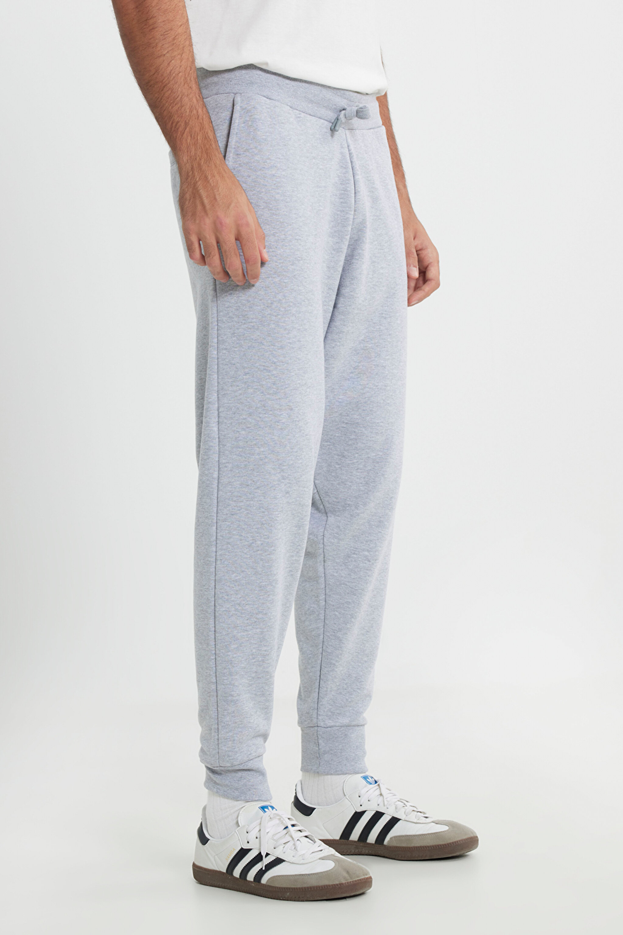 Slim Fit Dar Kesim Jogger Pantolon - Gray Melange-L212306036 (görsel 3)