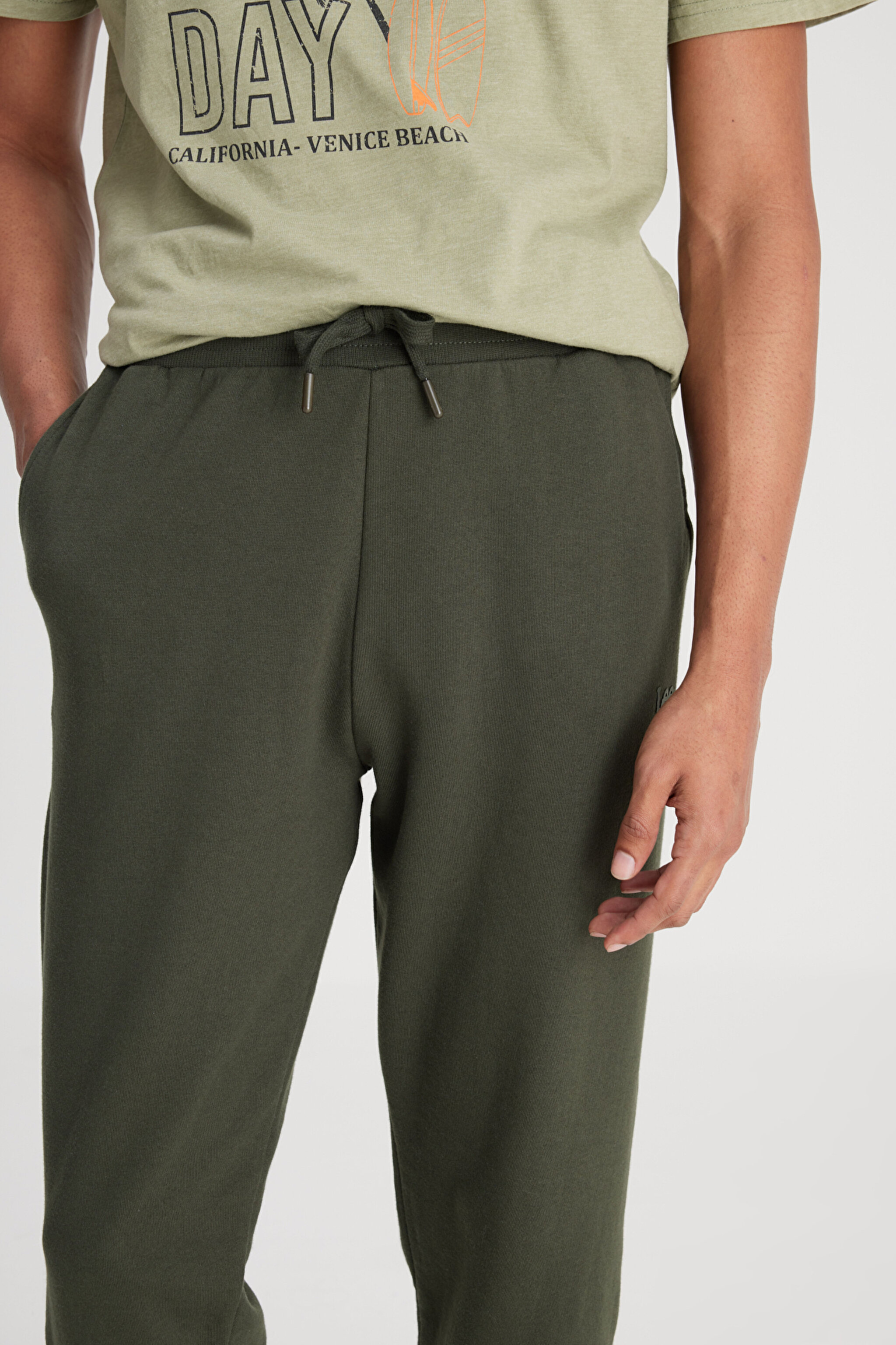 Slim Fit Dar Kesim Normal Bel Haki Sweatpant Eşofman Altı - Khaki-L212306801 (görsel 3)