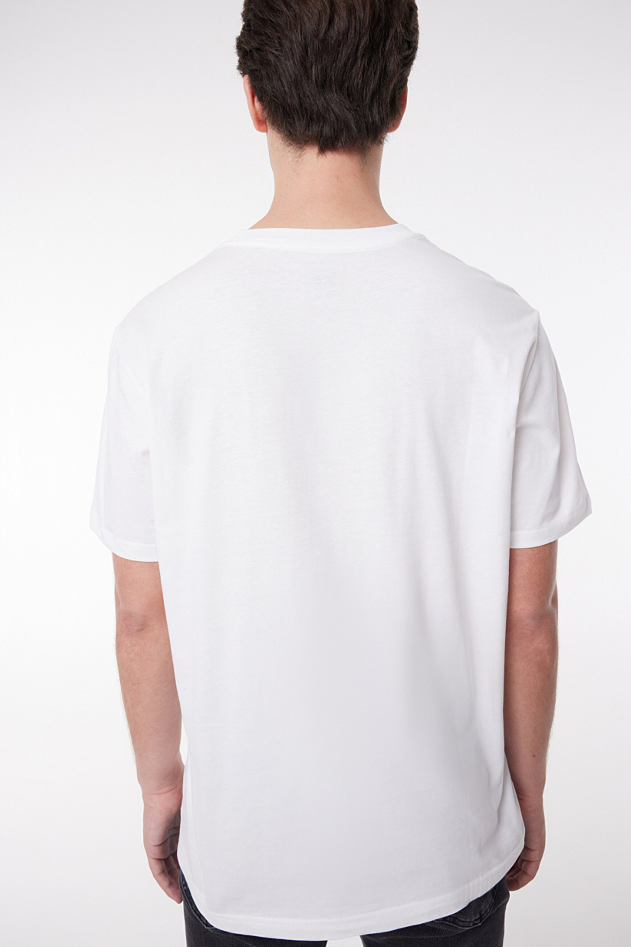 Regular Fit Normal Kesim Sıfır Yaka %100 Pamuk Beyaz Tişört - White-L221069100 (görsel 5)