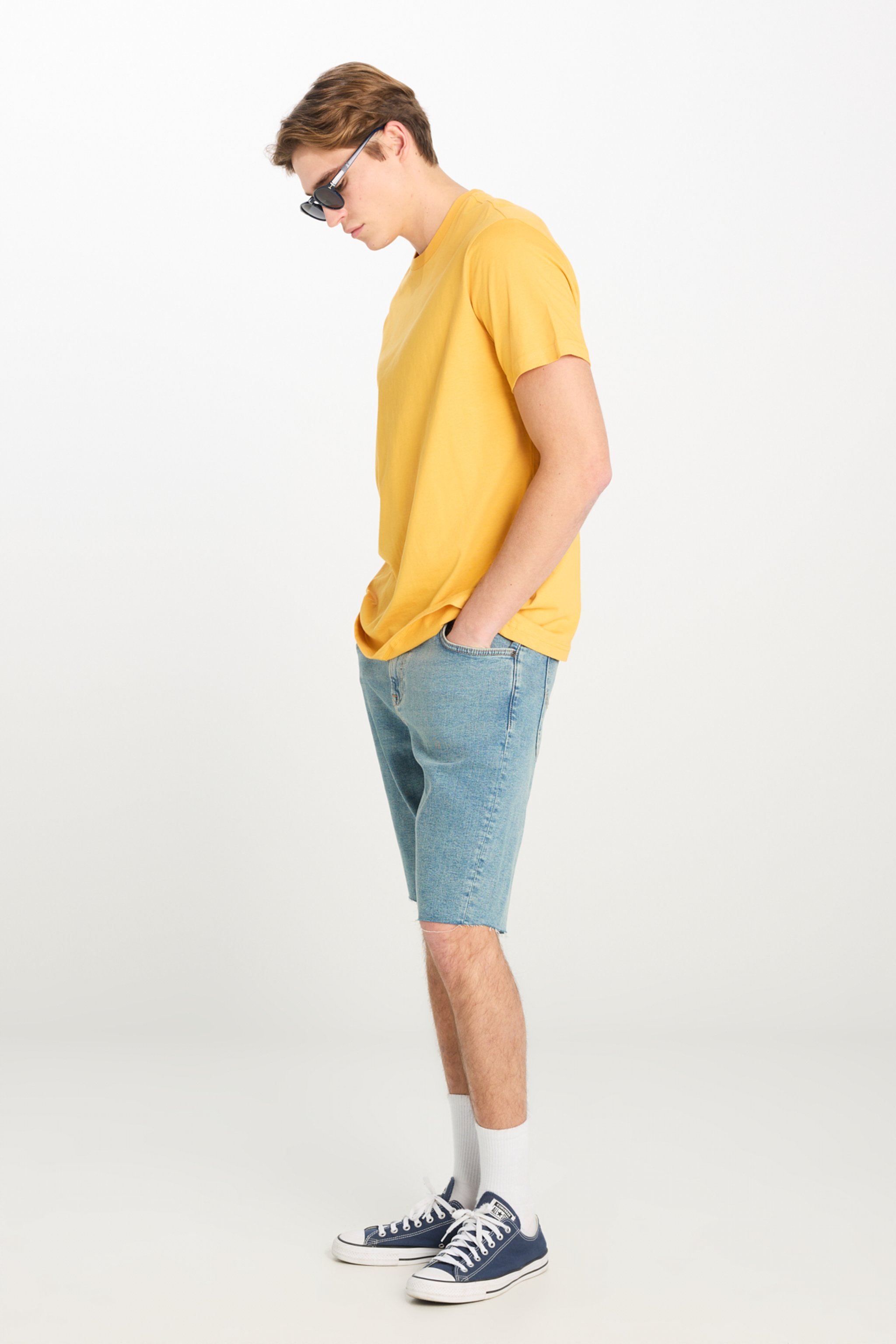 Regular Fit Rahat Kesim %100  Pamuk Kısa Kollu Crew Neck Tişört - Mustard-L221069210 (görsel 3)