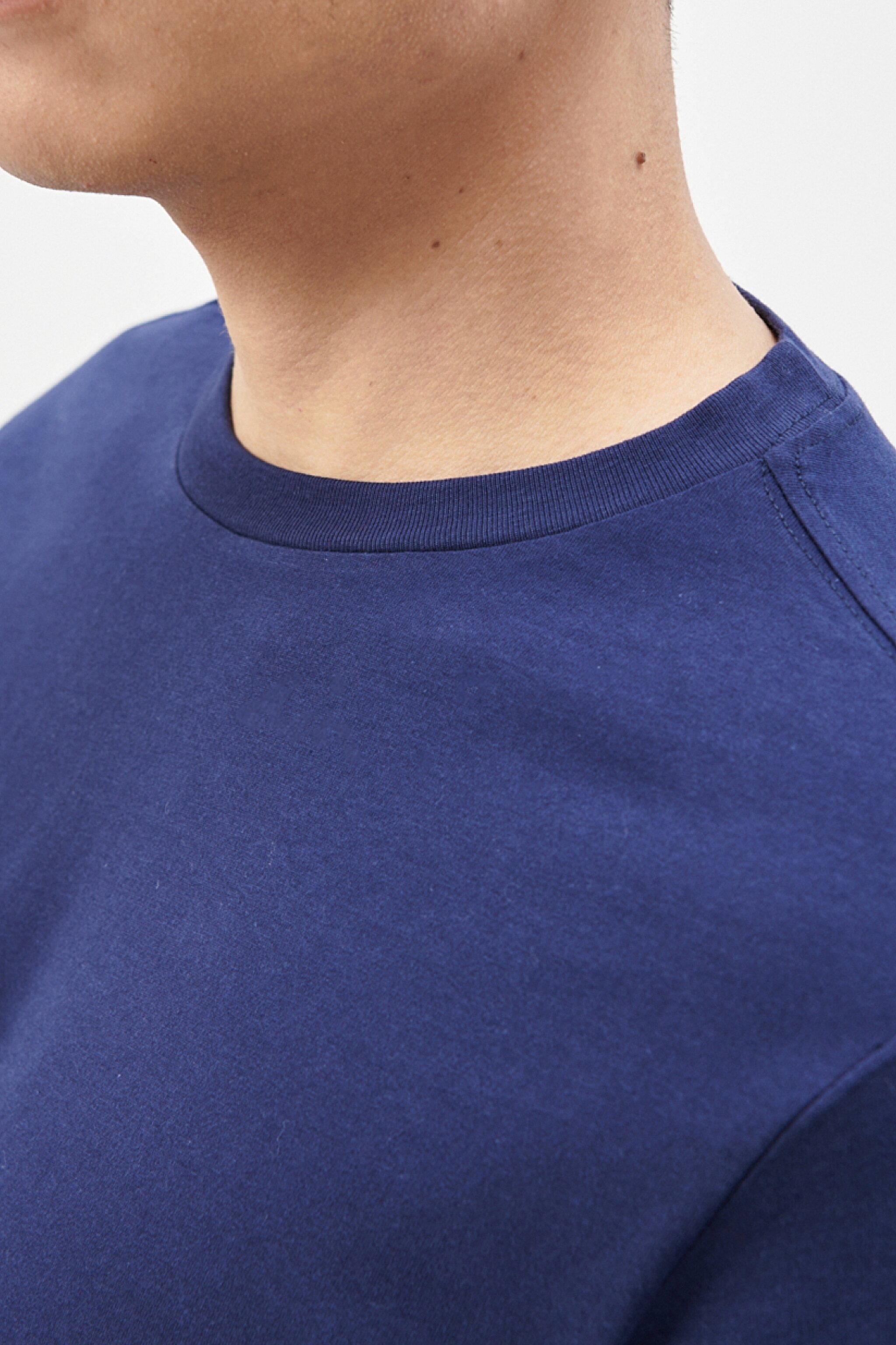 Regular Fit Rahat Kesim %100  Pamuk Kısa Kollu Crew Neck Tişört - Navy-L221069410 (görsel 4)