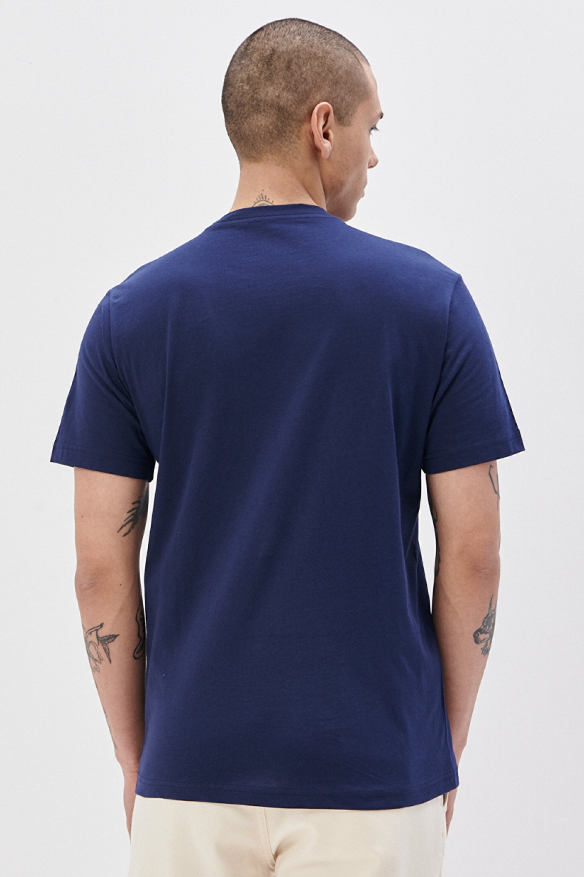 Regular Fit Rahat Kesim %100  Pamuk Kısa Kollu Crew Neck Tişört - Navy-L221069410 (görsel 5)