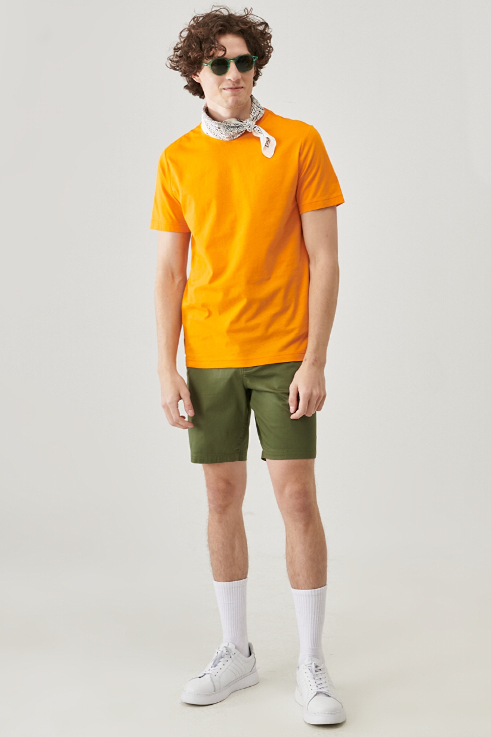 Regular Fit Rahat Kesim %100  Pamuk Kısa Kollu Crew Neck Tişört - Orange-L221069700 (görsel 2)