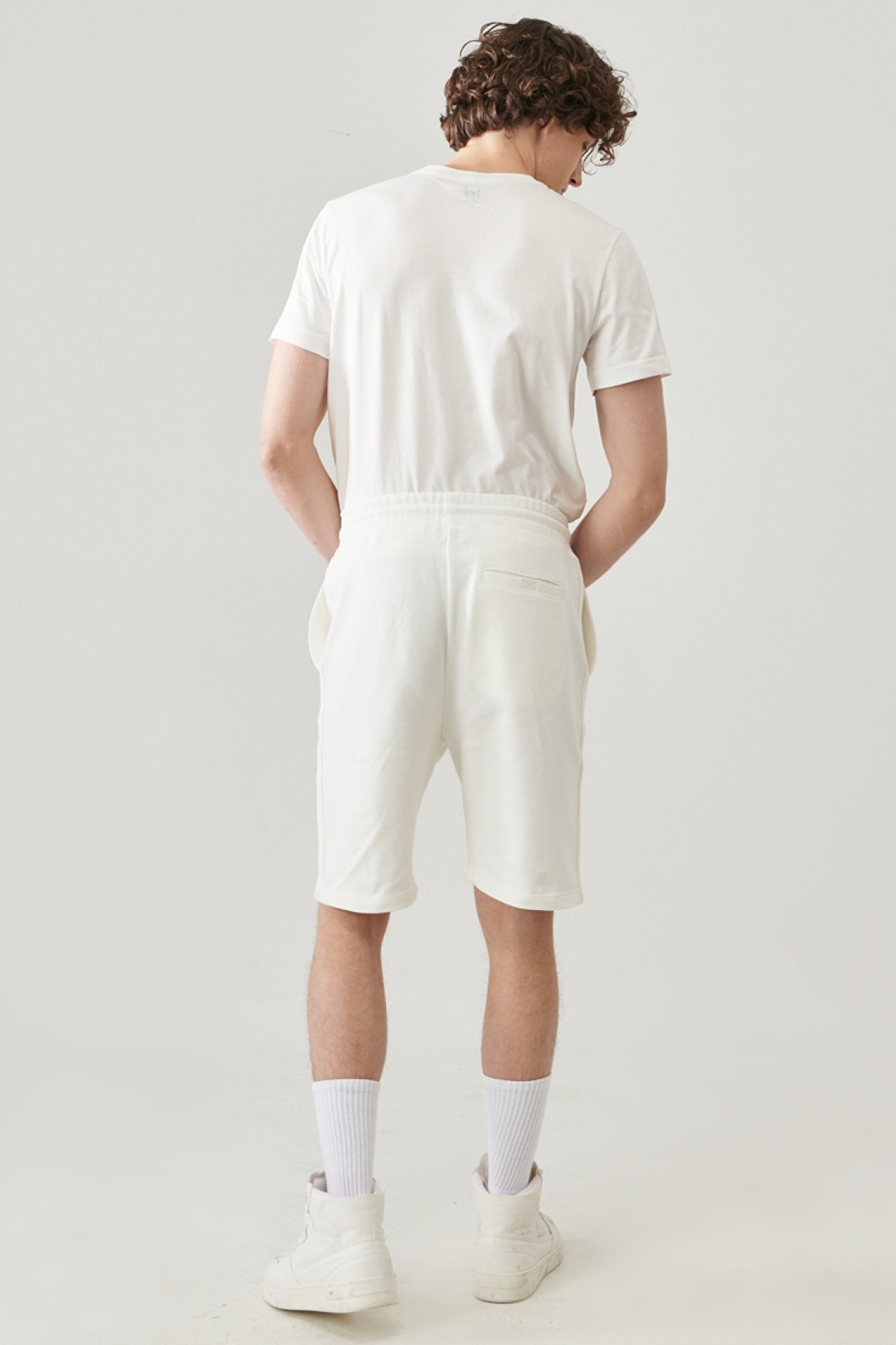 Regular Fit Rahat Kesim %100 Pamuk Sweat Şort - Ecru-L221295NQ (görsel 7)