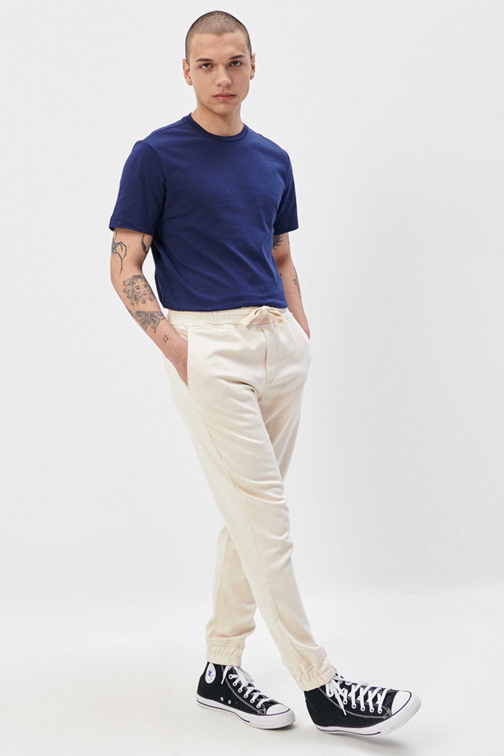 Regular Fit Normal Kesim Kırık Beyaz Sweatpant Eşofman Altı - Off White-L221330102 (görsel 2)
