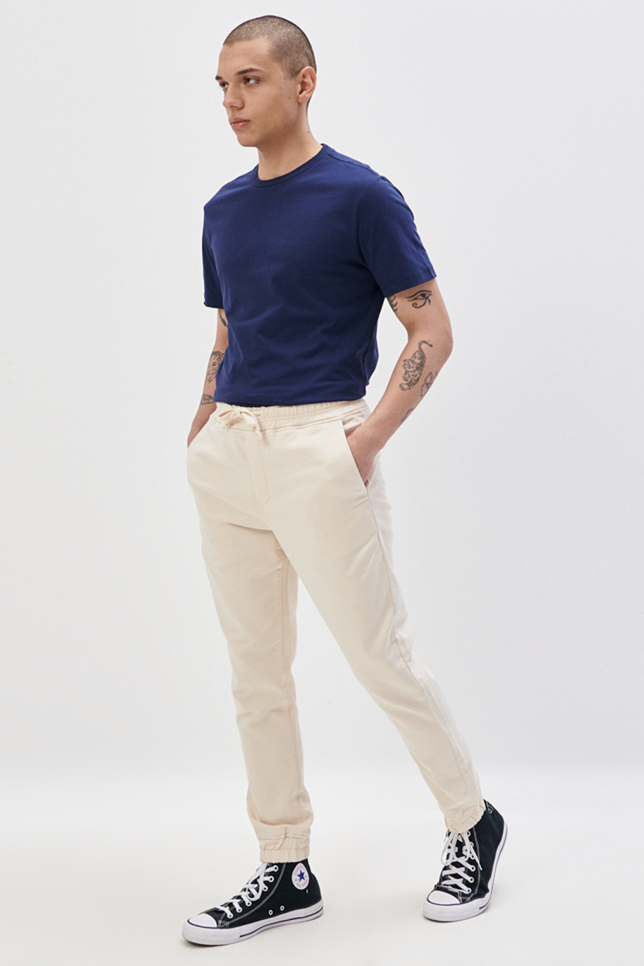 Regular Fit Normal Kesim Kırık Beyaz Sweatpant Eşofman Altı - Off White-L221330102 (görsel 3)