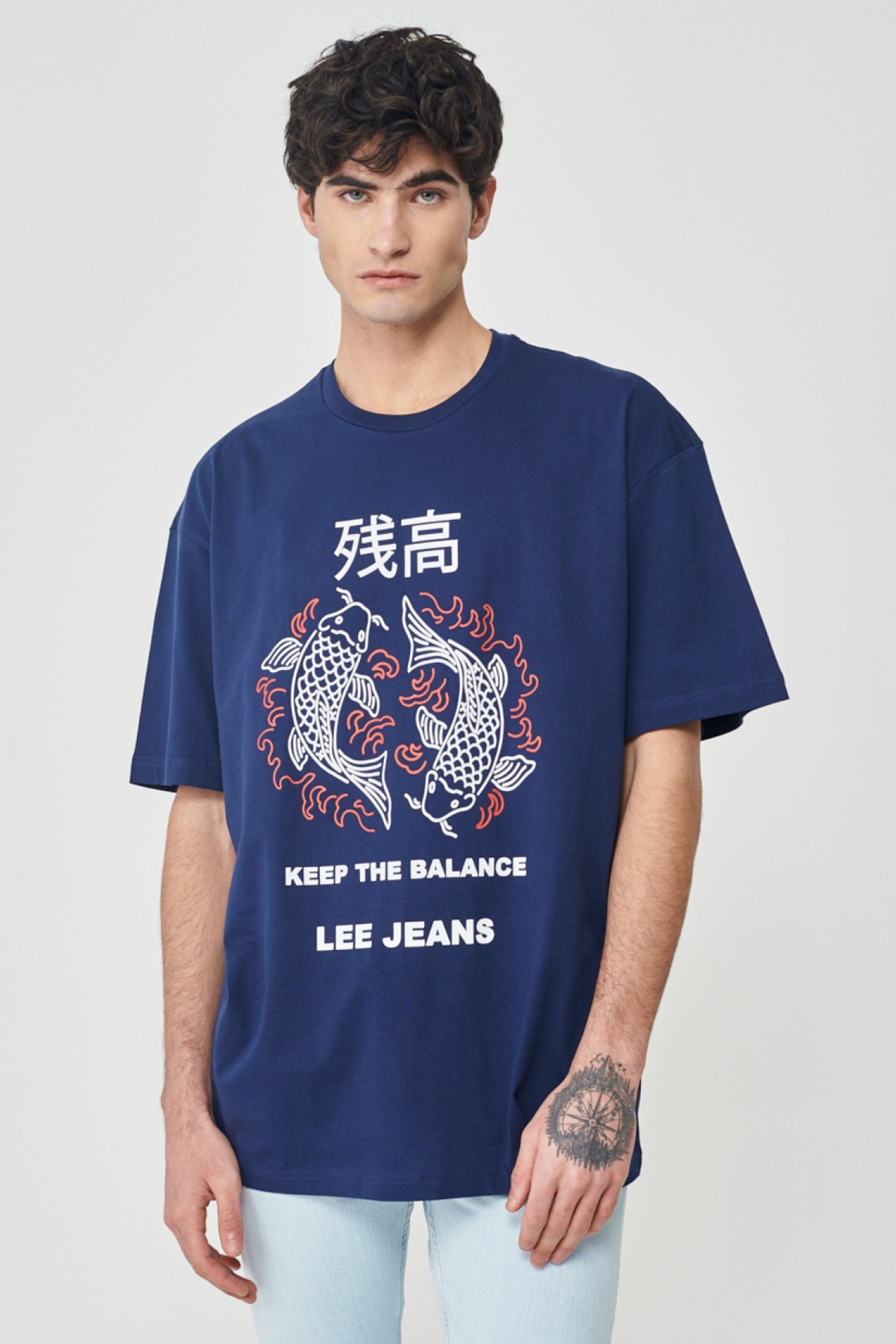 Loose Fit Normal Kesim Bisiklet Yaka %100 Pamuk Lacivert Tişört - Navy-L221391410
